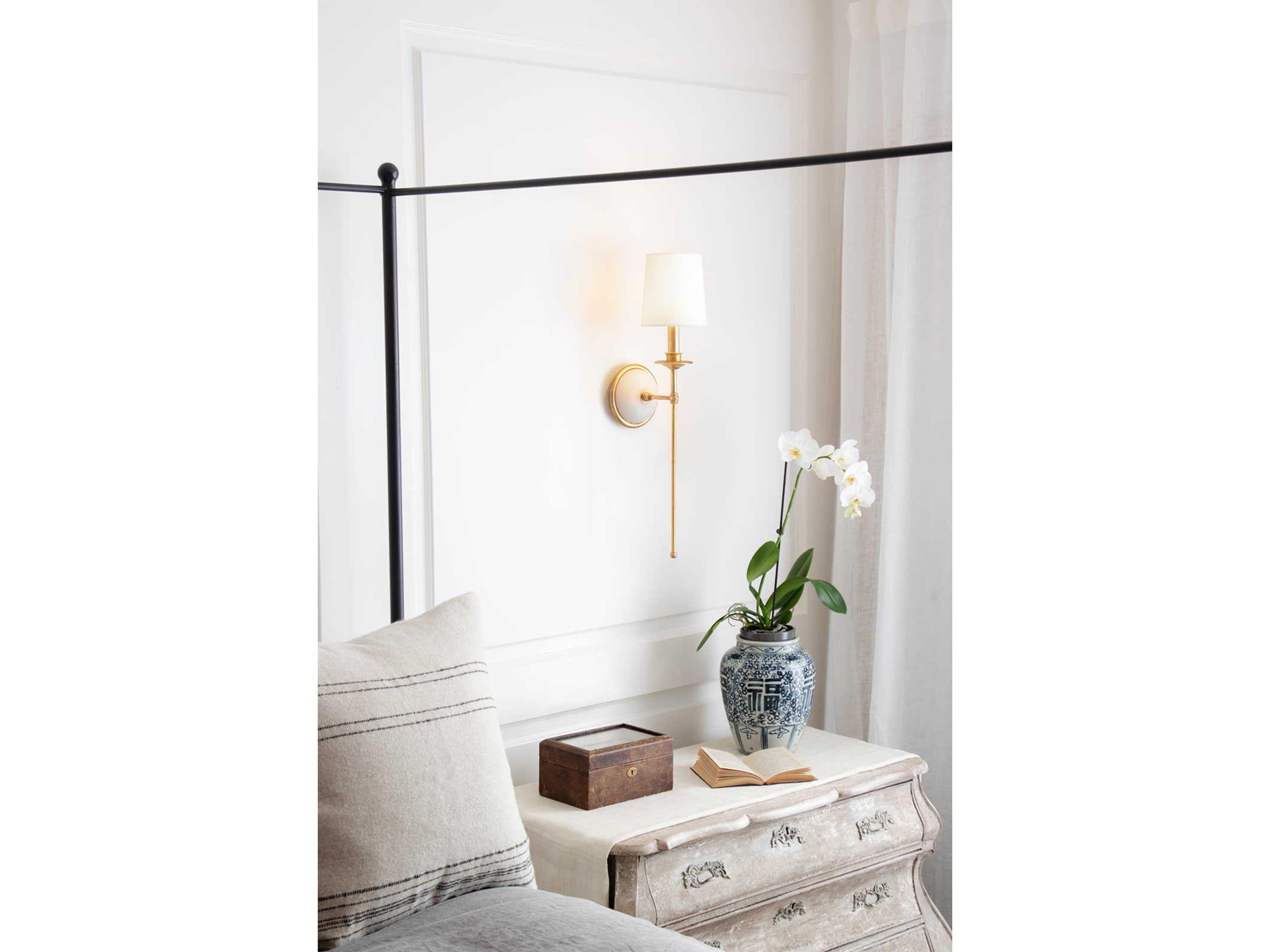 Regina Andrew Fisher 1-Light Gold Leaf Polished Brass Wall Sconce