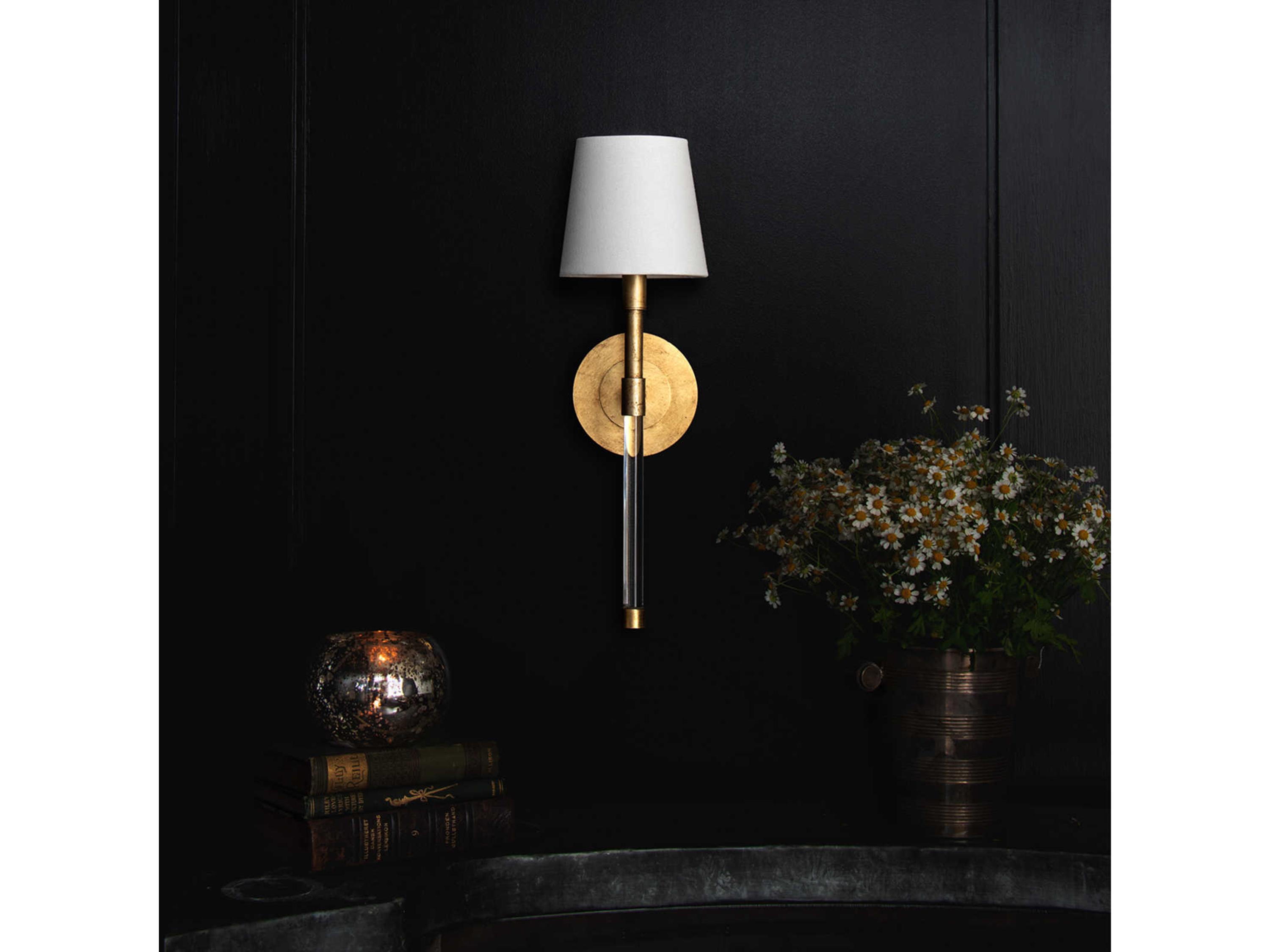 Regina Andrew Auburn 1-Light Gold Leaf Polished Brass Crystal Wall Sconce