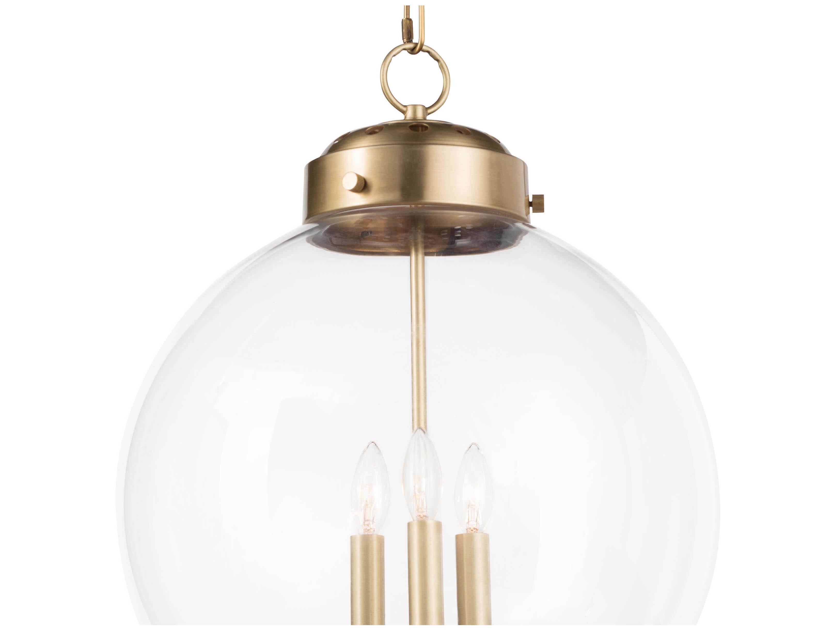 Regina Andrew 3-Light Natural Brass Glass Globe Pendant
