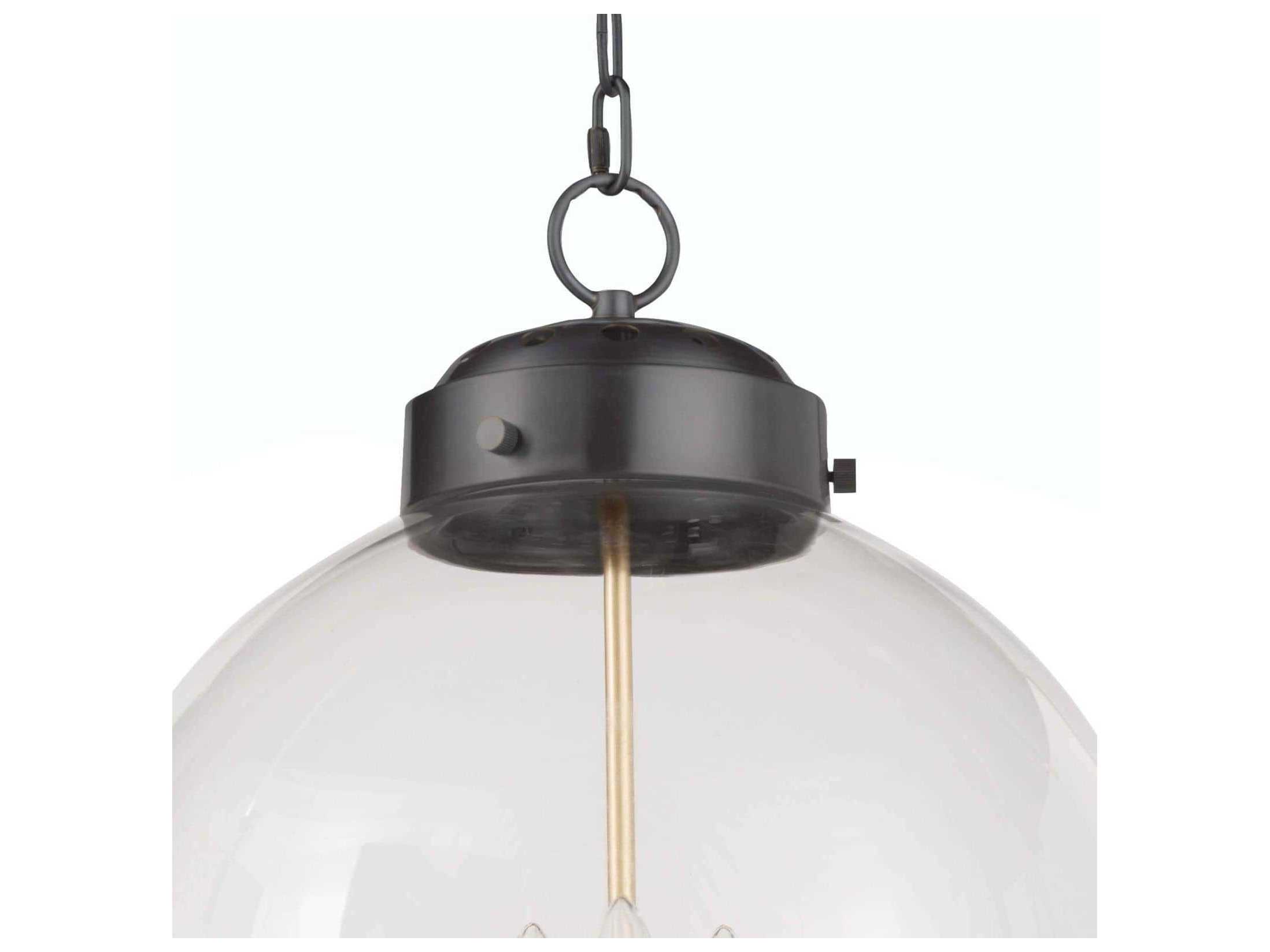 Regina Andrew 3-Light Oil Rubbed Bronze With Natural Brass Glass Globe Pendant