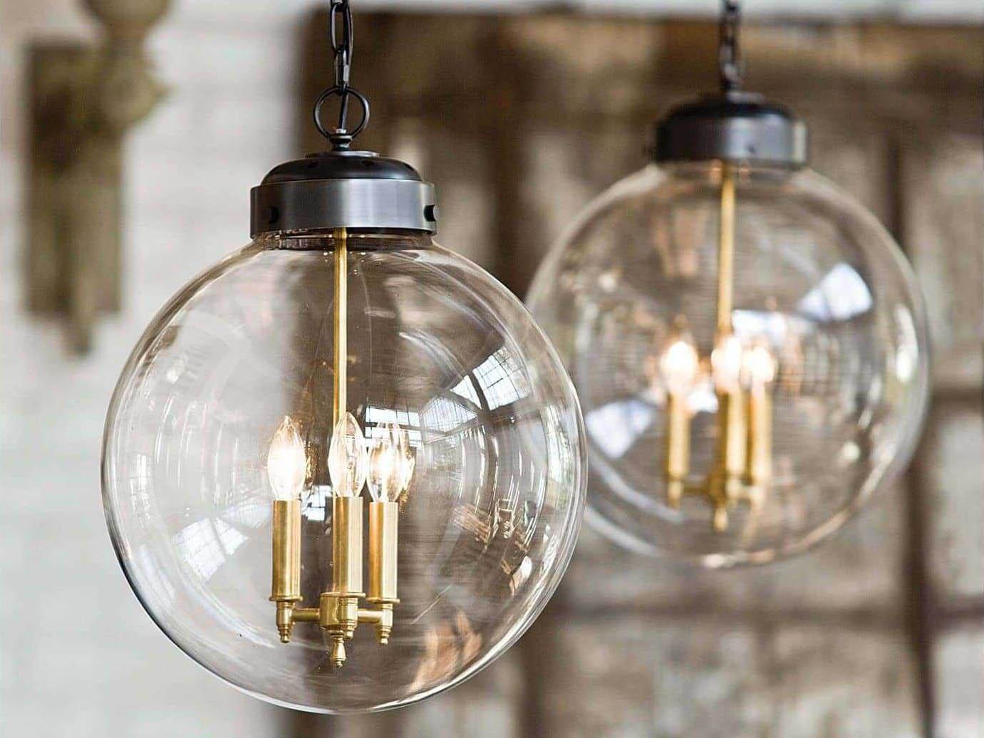 Regina Andrew 3-Light Oil Rubbed Bronze With Natural Brass Glass Globe Pendant