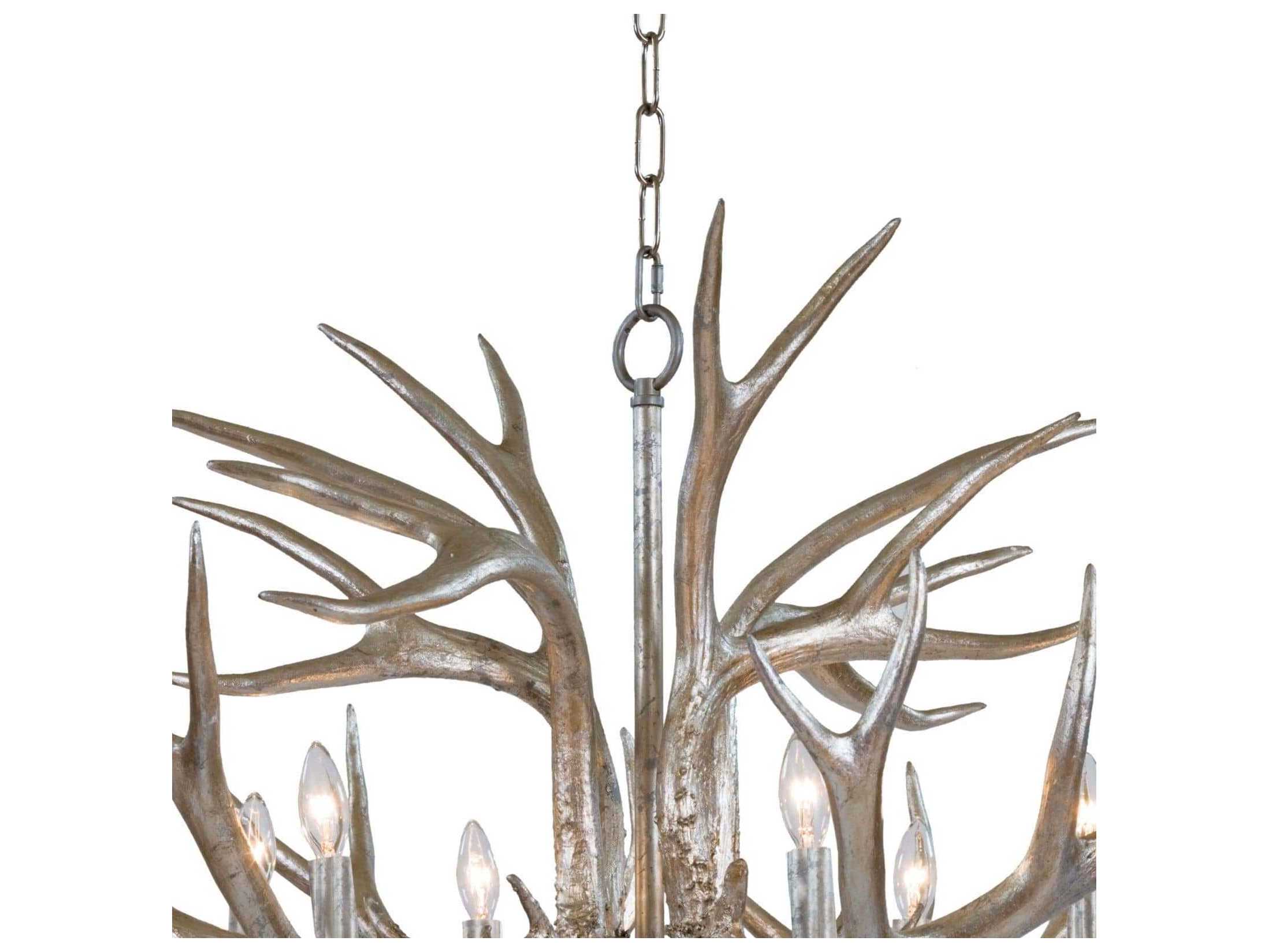Regina Andrew Antler 6-Light Silver Leaf Candelabra Chandelier