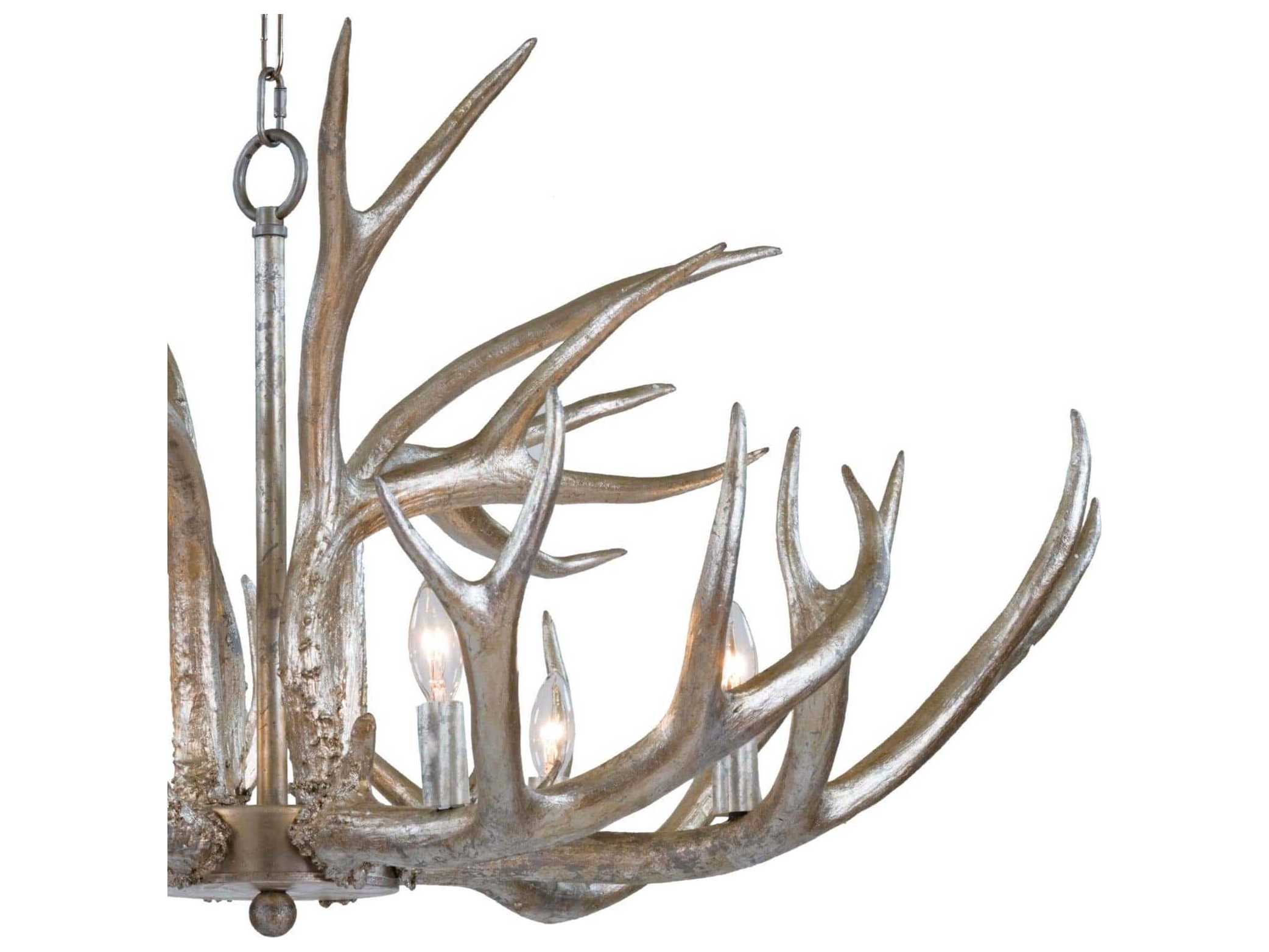 Regina Andrew Antler 6-Light Silver Leaf Candelabra Chandelier