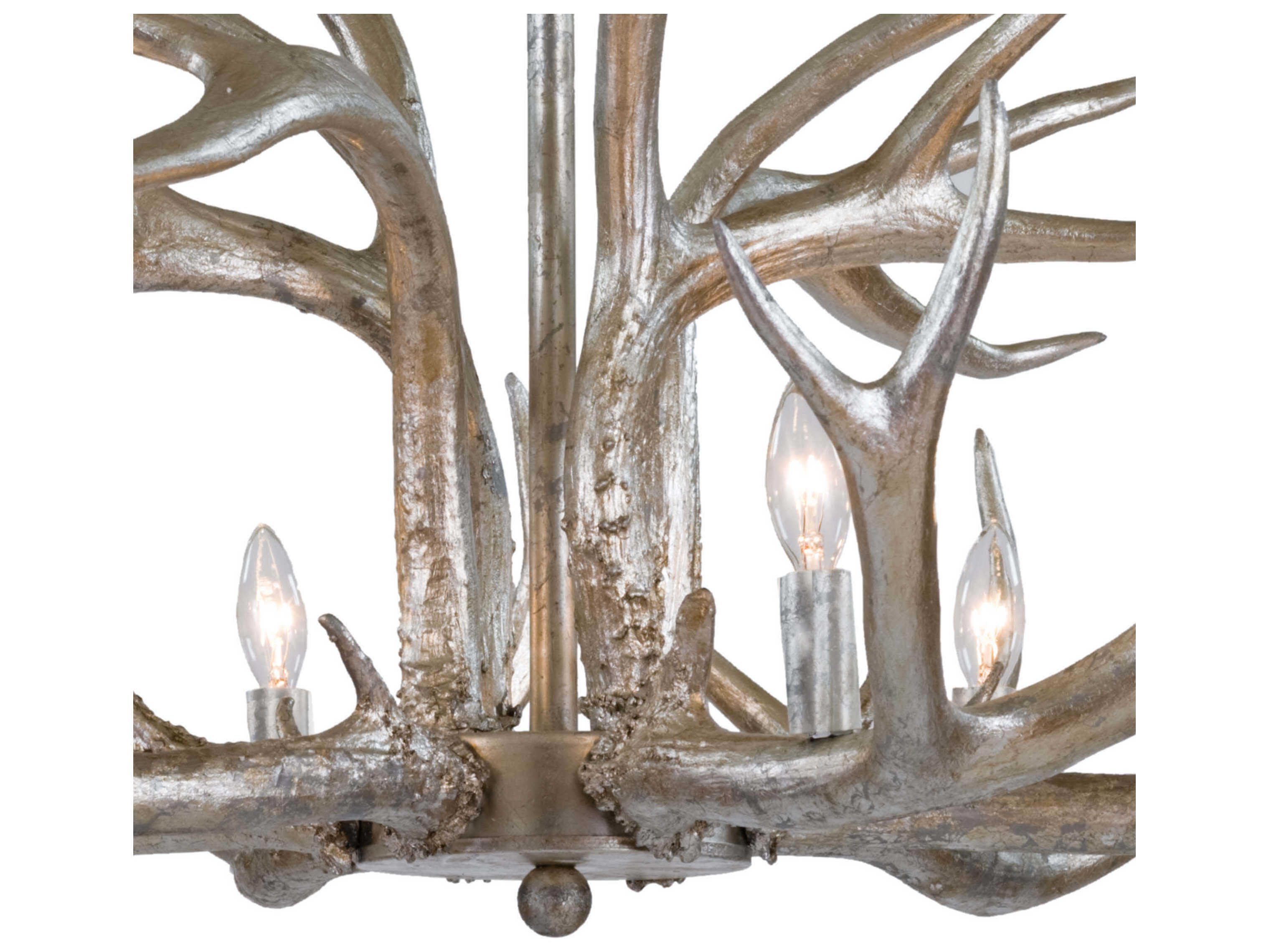 Regina Andrew Antler 6-Light Silver Leaf Candelabra Chandelier