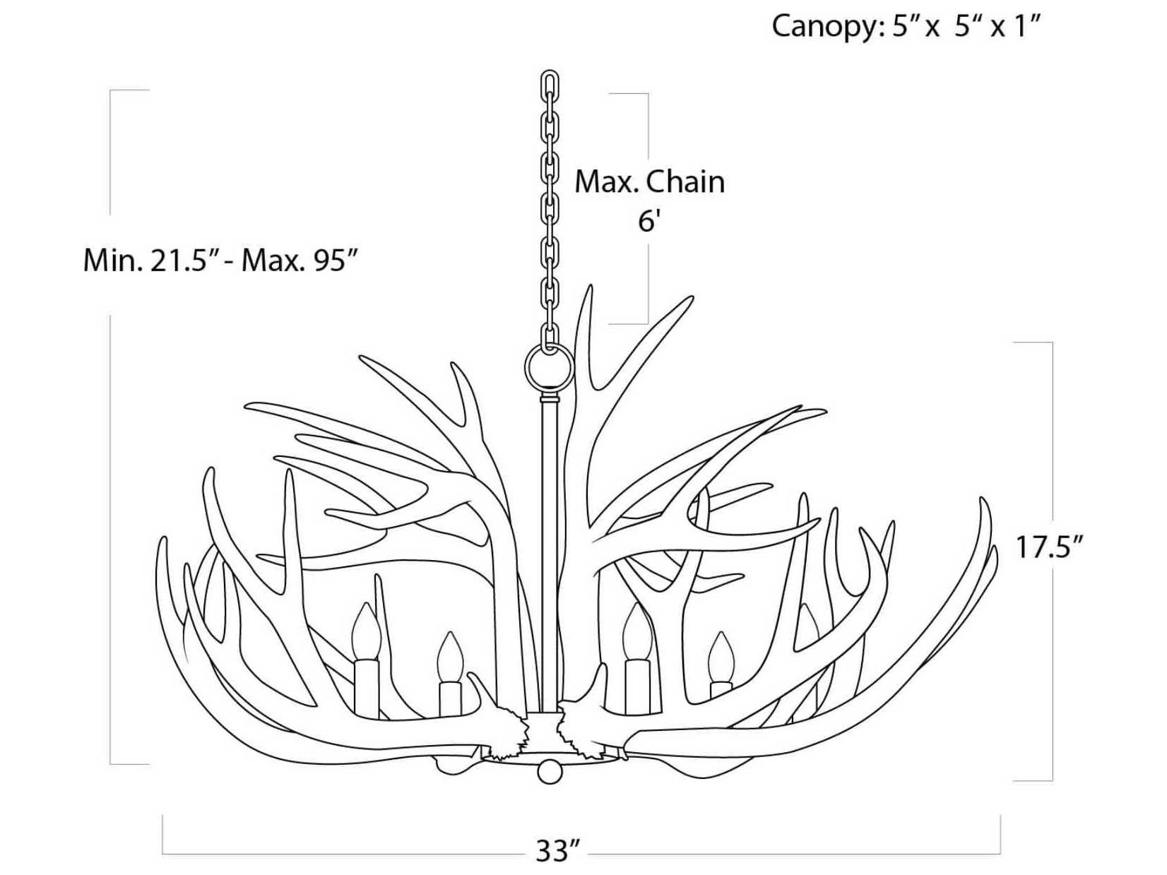Regina Andrew Antler 6-Light Silver Leaf Candelabra Chandelier