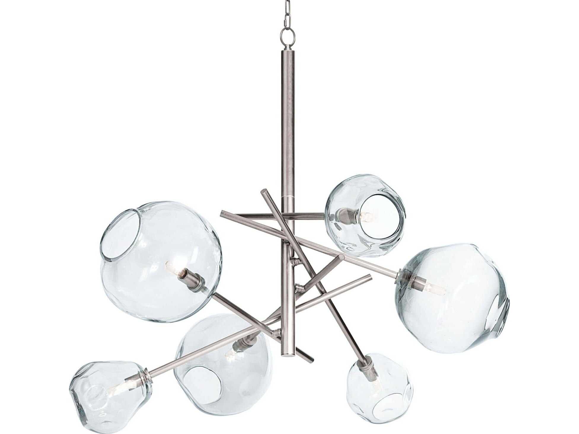 Regina Andrew Molten 6-Light Polished Nickel Clear Candelabra Globe Tiered Chandelier