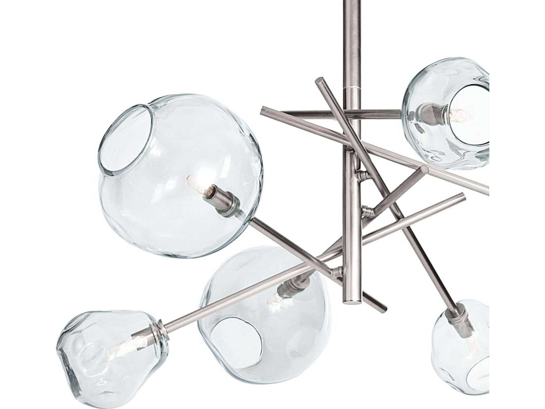 Regina Andrew Molten 6-Light Polished Nickel Clear Candelabra Globe Tiered Chandelier