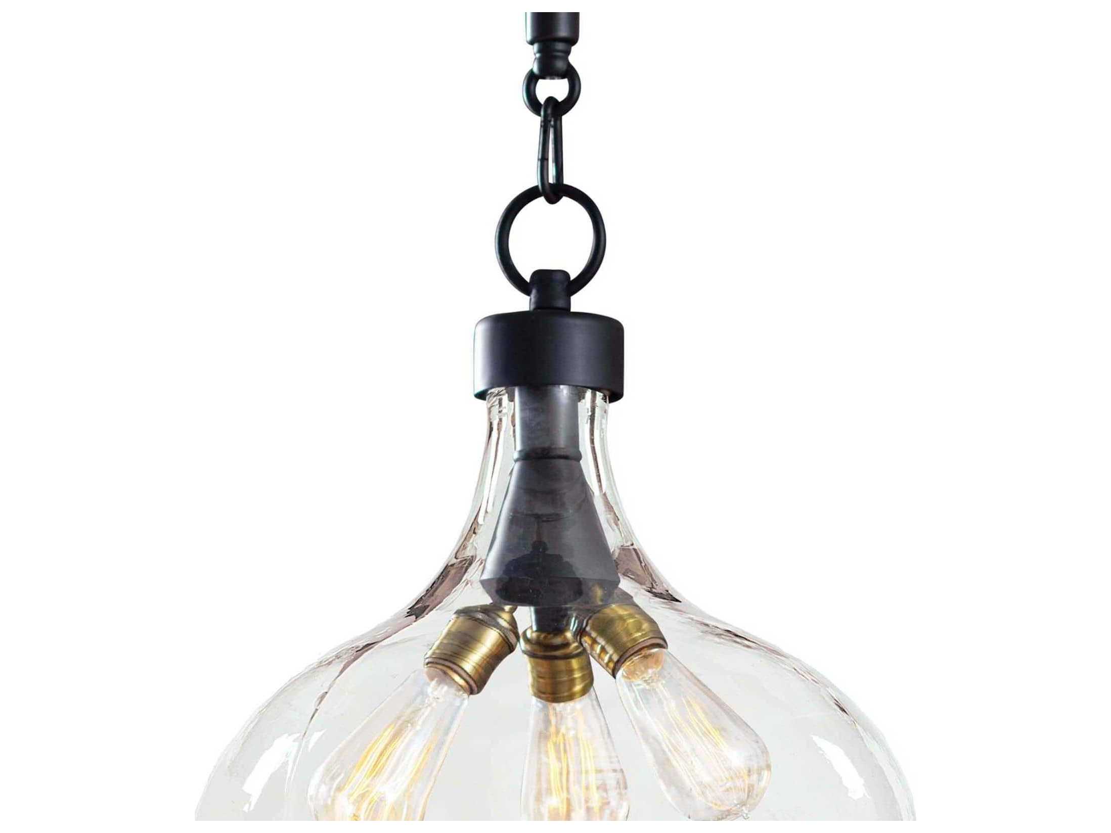 Regina Andrew Demi 3-Light Blackened Steel Glass Bell Pendant