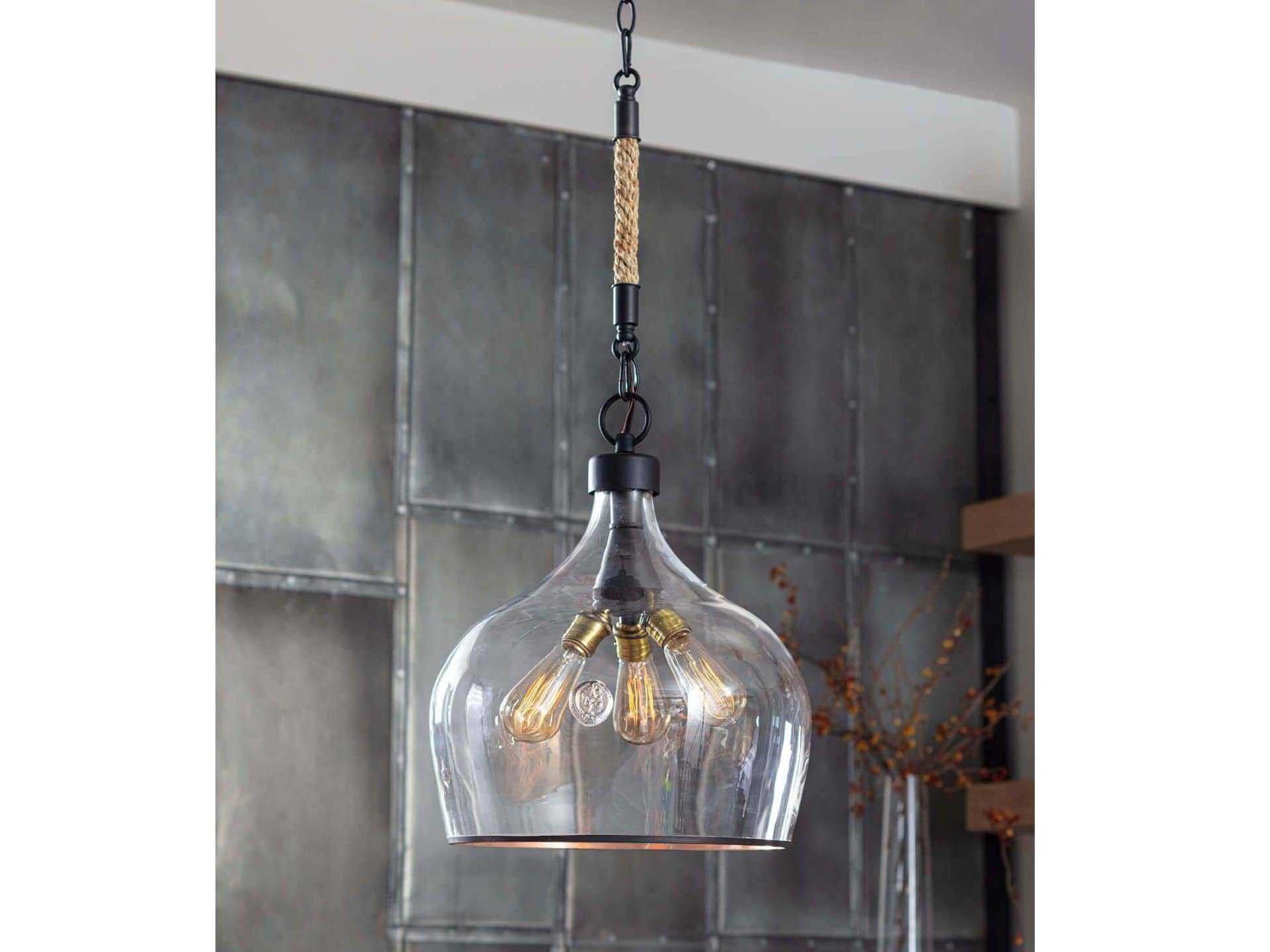 Regina Andrew Demi 3-Light Blackened Steel Glass Bell Pendant