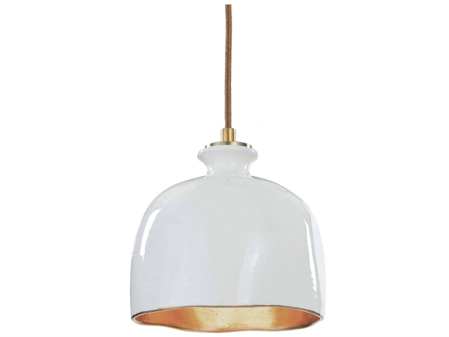 Regina Andrew Ceramic 1-Light Gloss White & Gold Bell Linear Mini Pendant