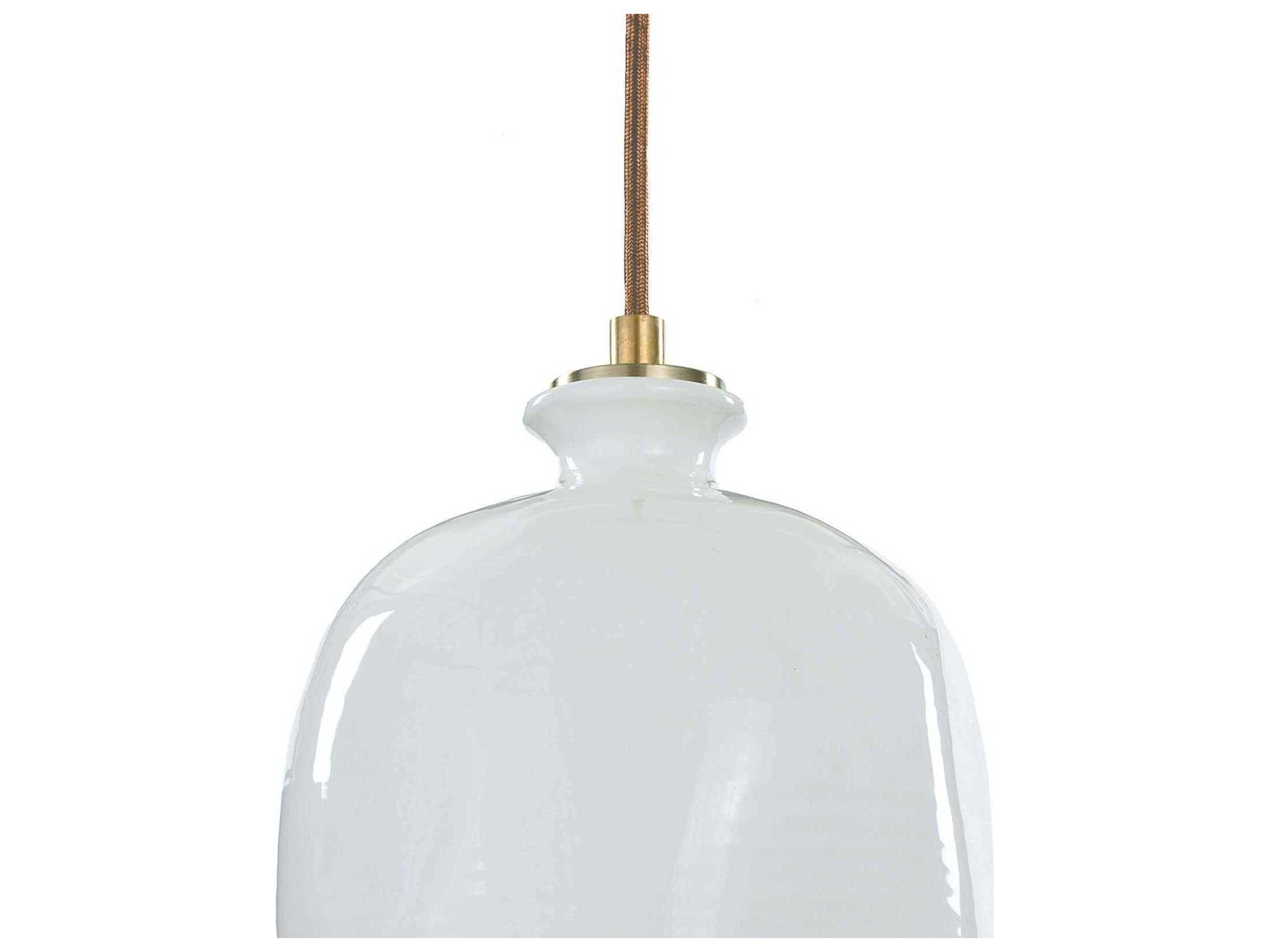 Regina Andrew Ceramic 1-Light Gloss White & Gold Bell Linear Mini Pendant