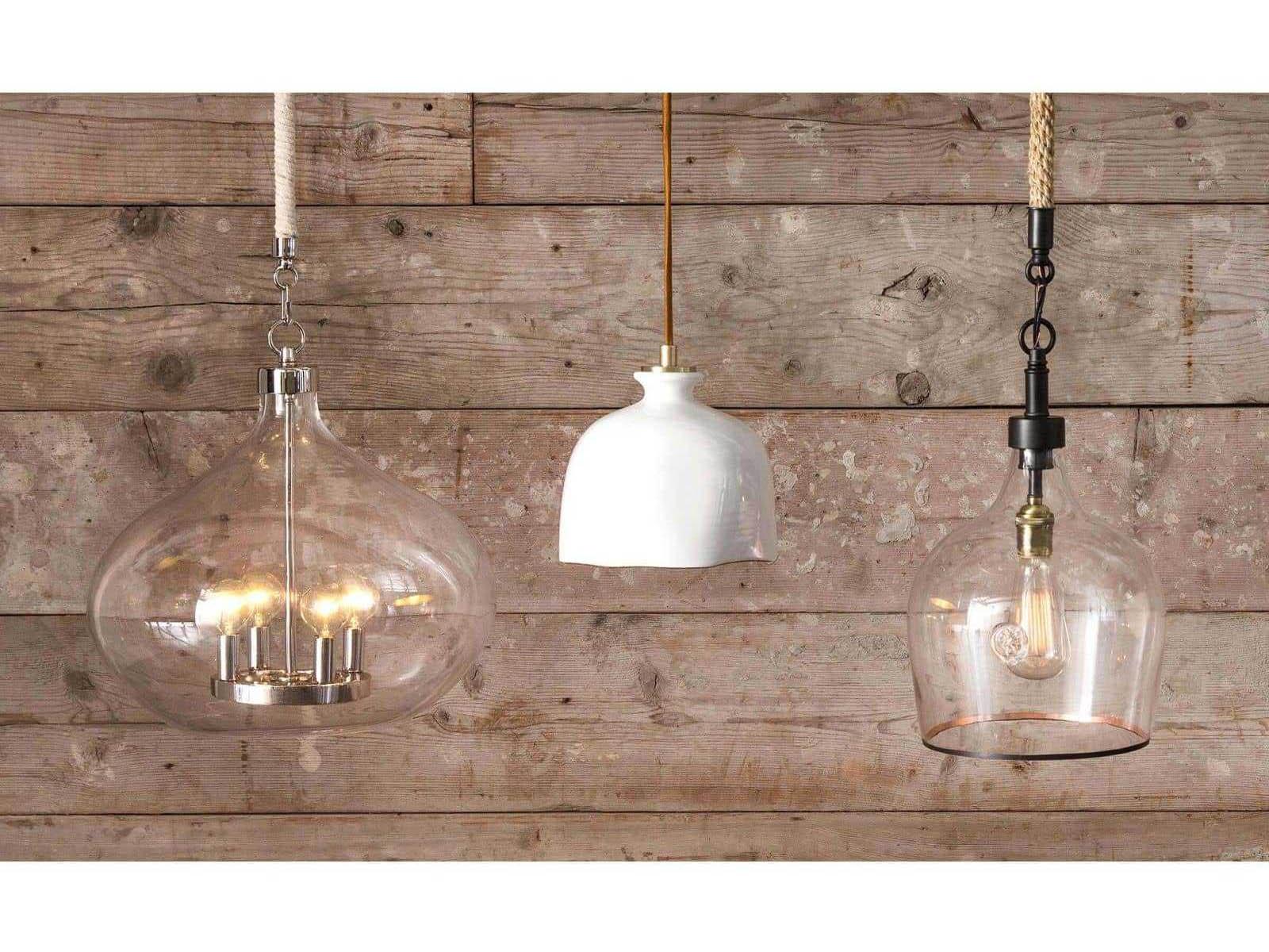 Regina Andrew Ceramic 1-Light Gloss White & Gold Bell Linear Mini Pendant