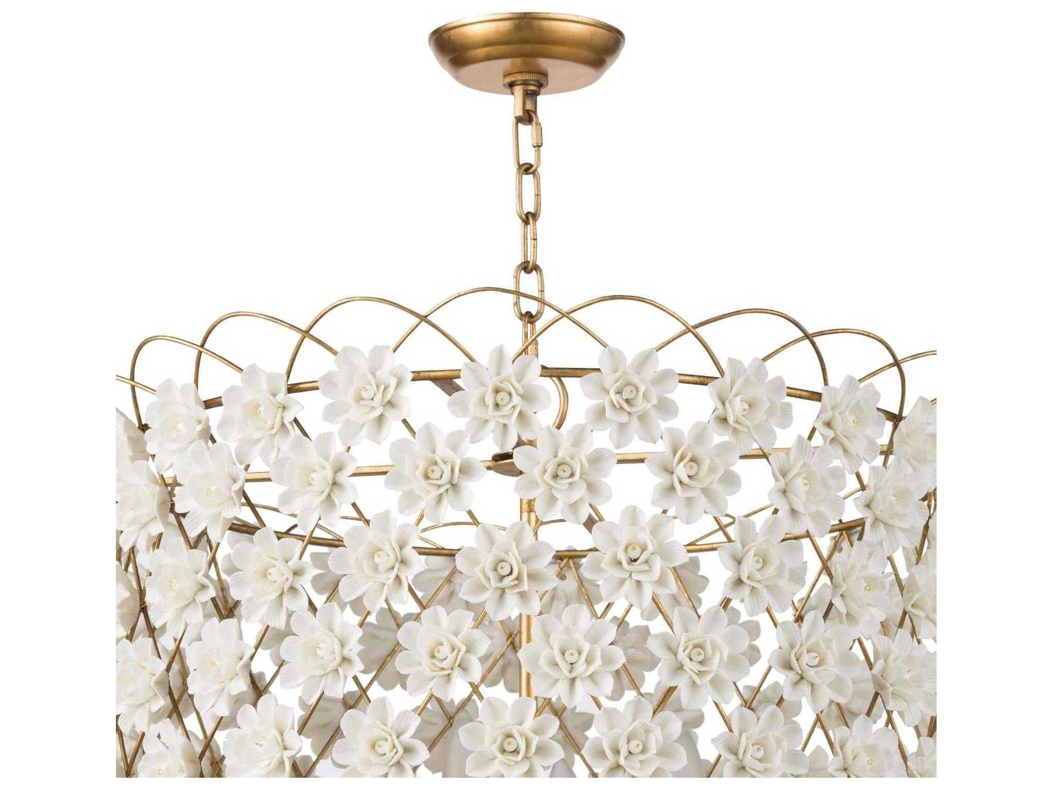 Regina Andrew Alice 4-Light White & Gold Leaf Drum Chandelier