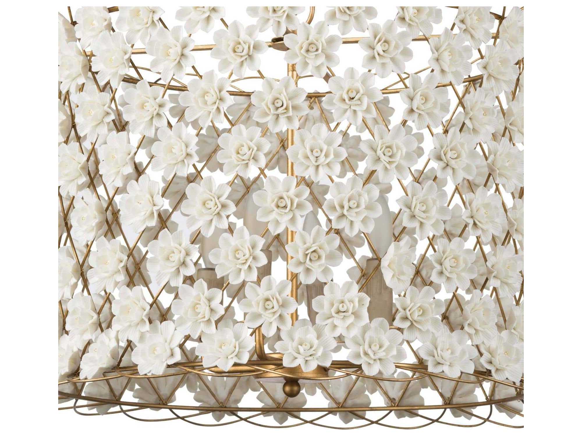 Regina Andrew Alice 4-Light White & Gold Leaf Drum Chandelier