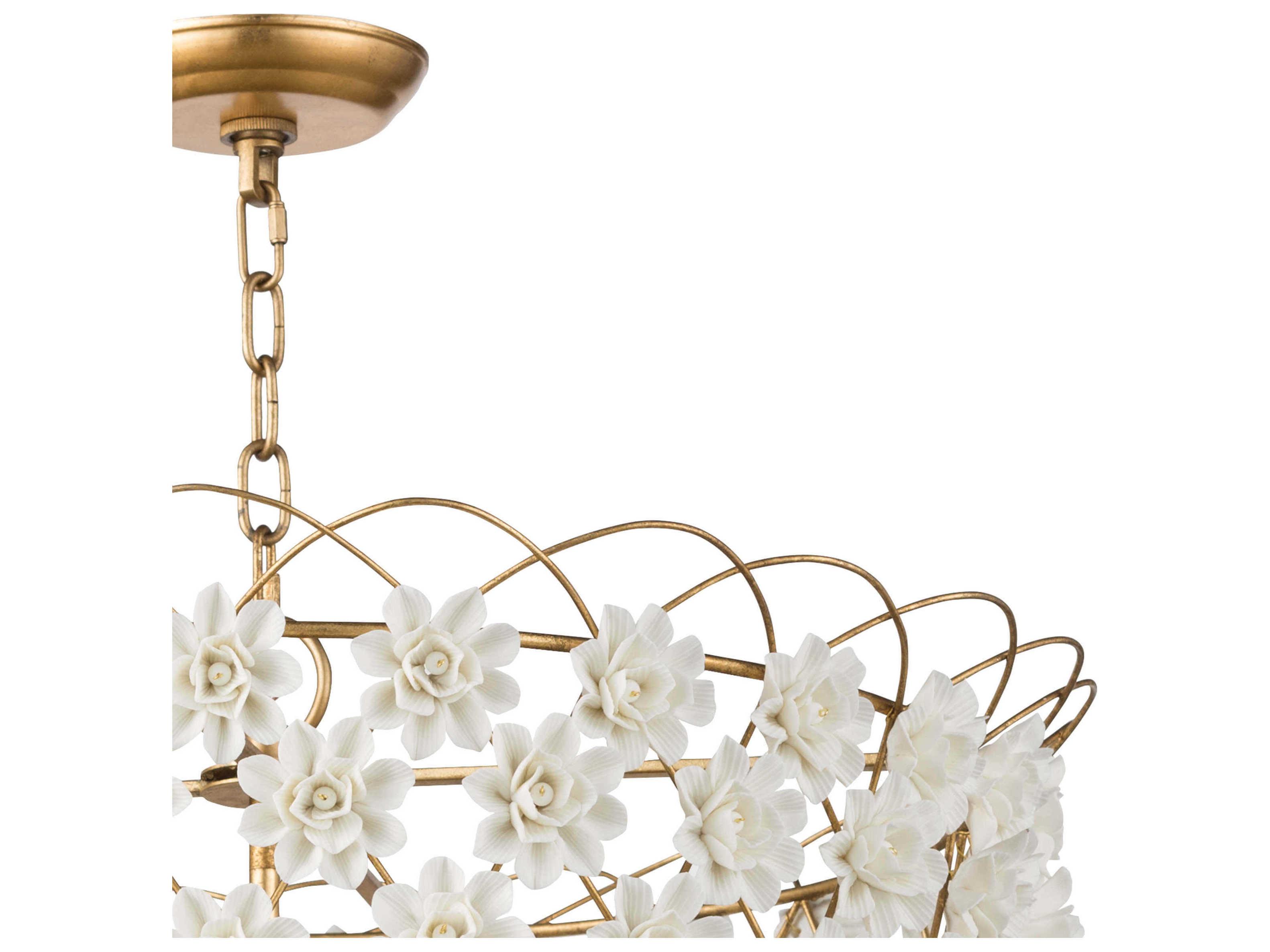 Regina Andrew Alice 4-Light White & Gold Leaf Drum Chandelier