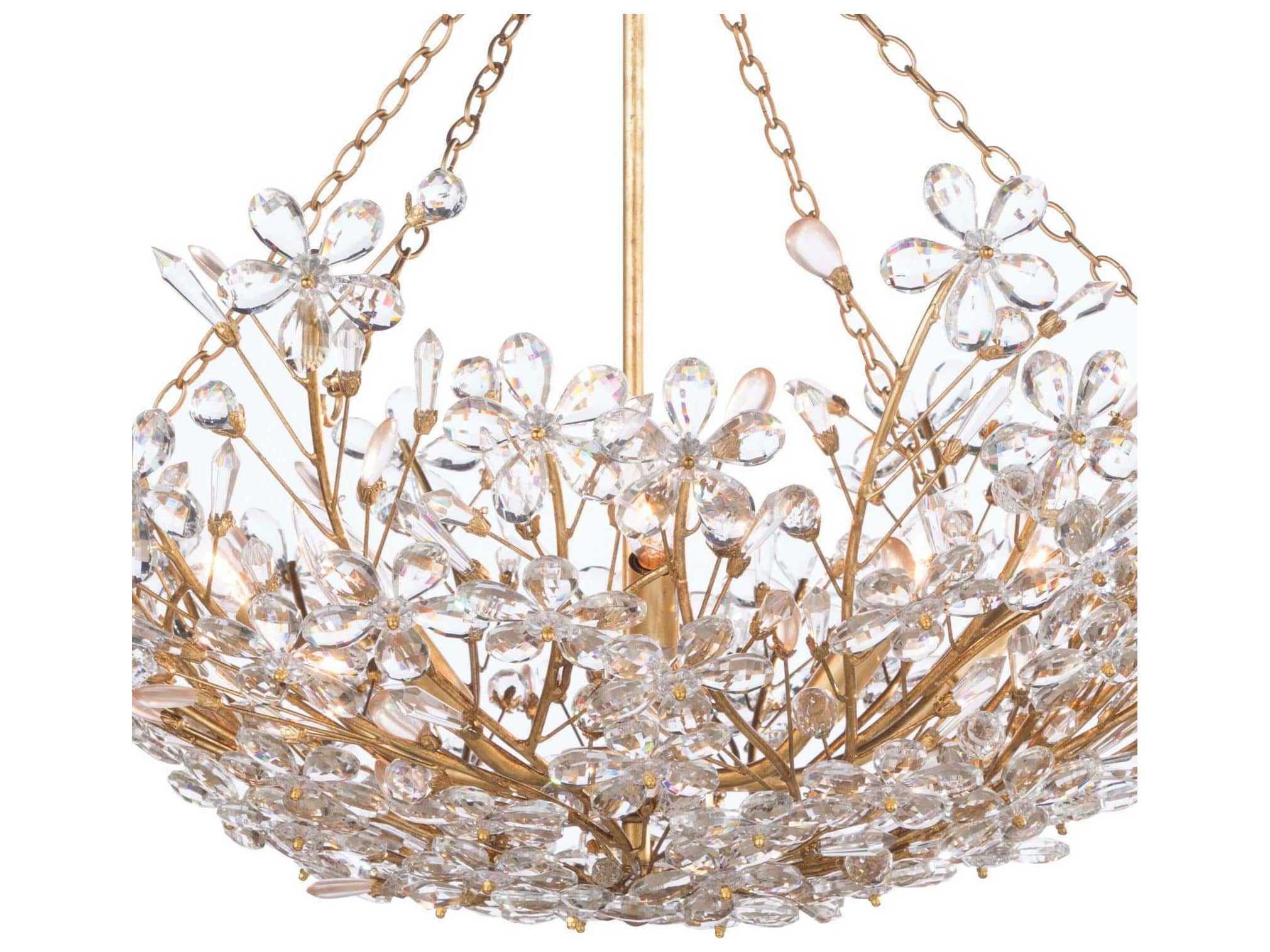 Regina Andrew Cheshire 6-Light Gold Leaf Crystal Bowl Pendant