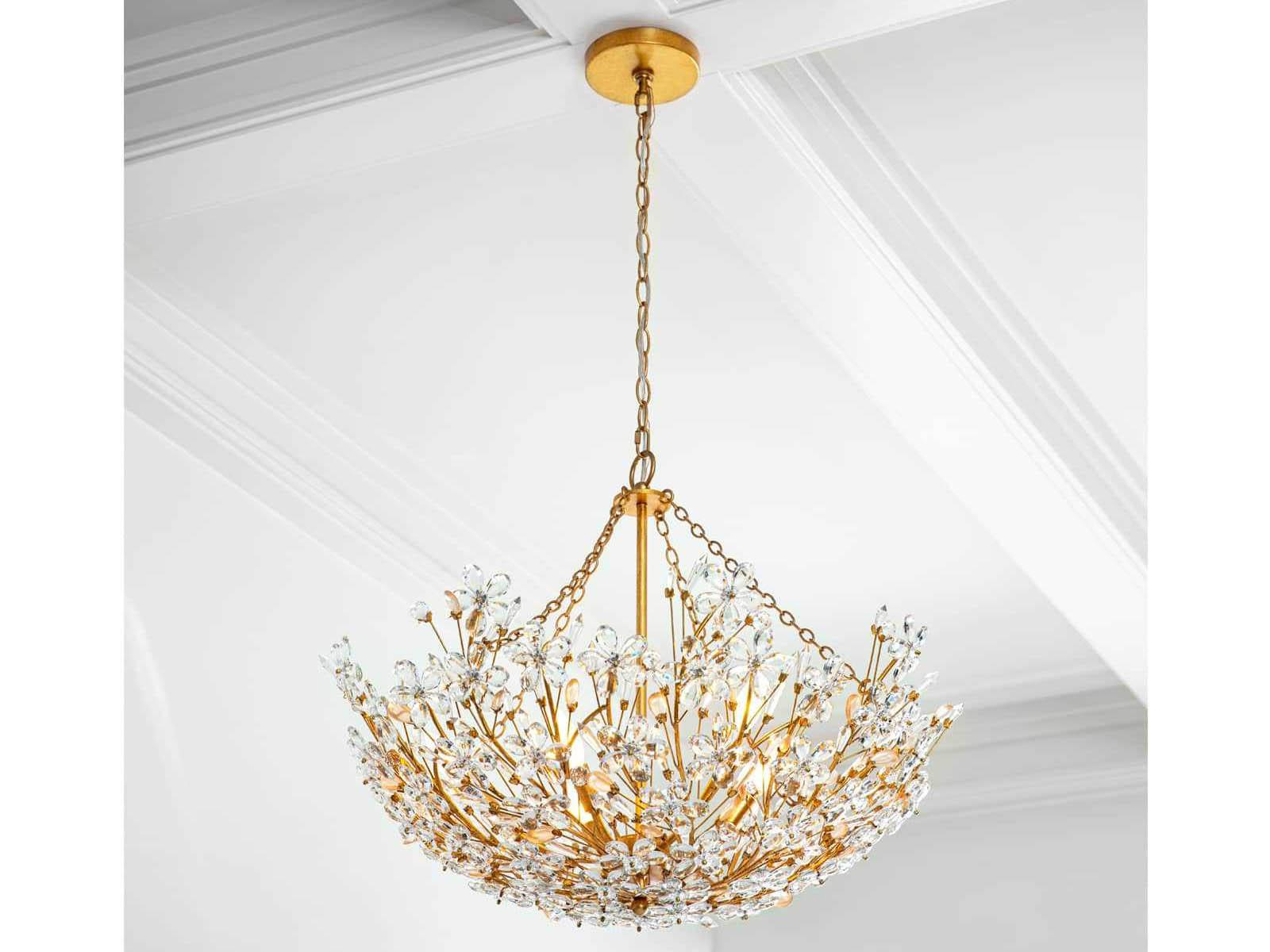 Regina Andrew Cheshire 6-Light Gold Leaf Crystal Bowl Pendant