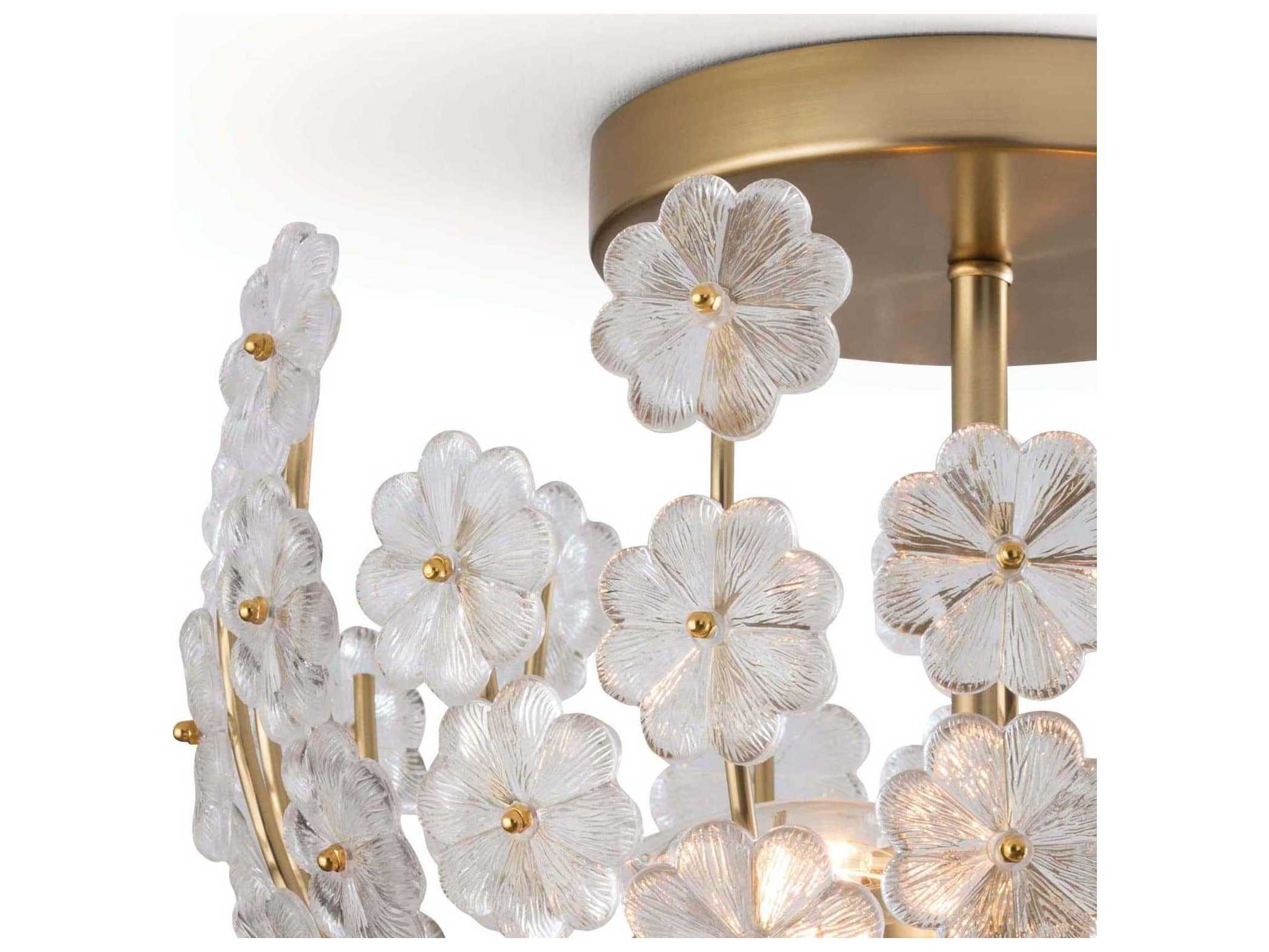 Regina Andrew Charlotte 2-Light Natural Brass Glass Bowl Semi Flush Mount