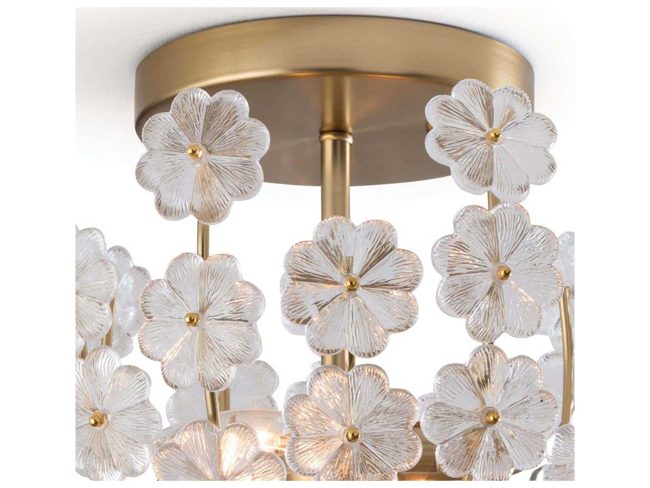 Regina Andrew Charlotte 2-Light Natural Brass Glass Bowl Semi Flush Mount