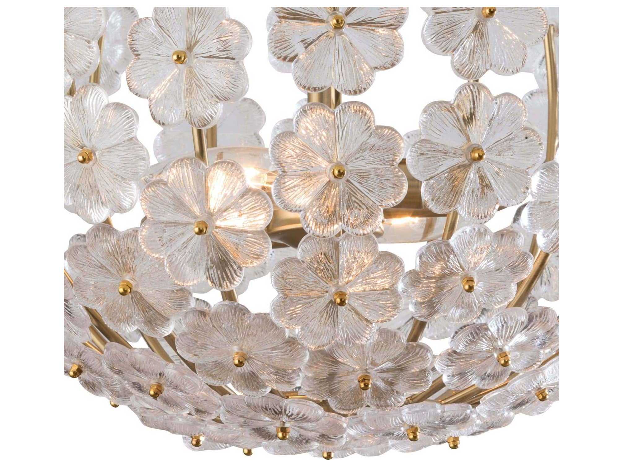 Regina Andrew Charlotte 2-Light Natural Brass Glass Bowl Semi Flush Mount
