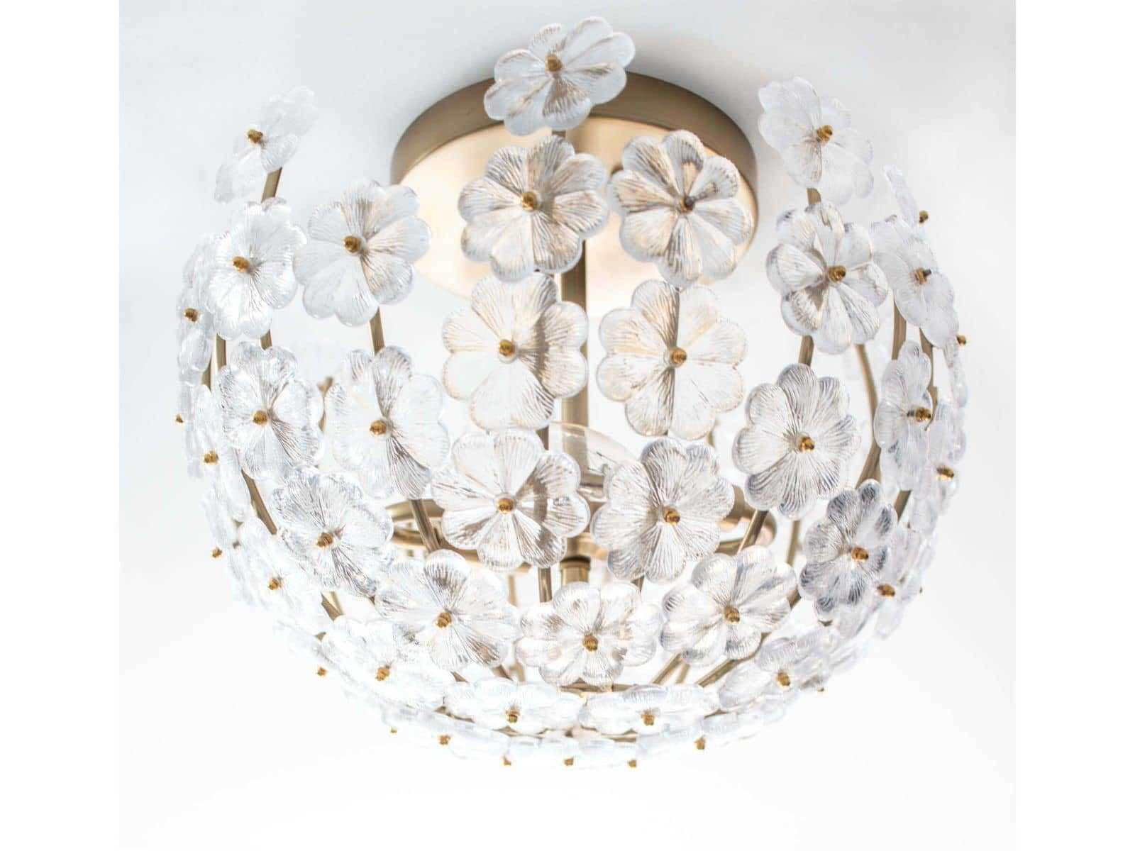 Regina Andrew Charlotte 2-Light Natural Brass Glass Bowl Semi Flush Mount