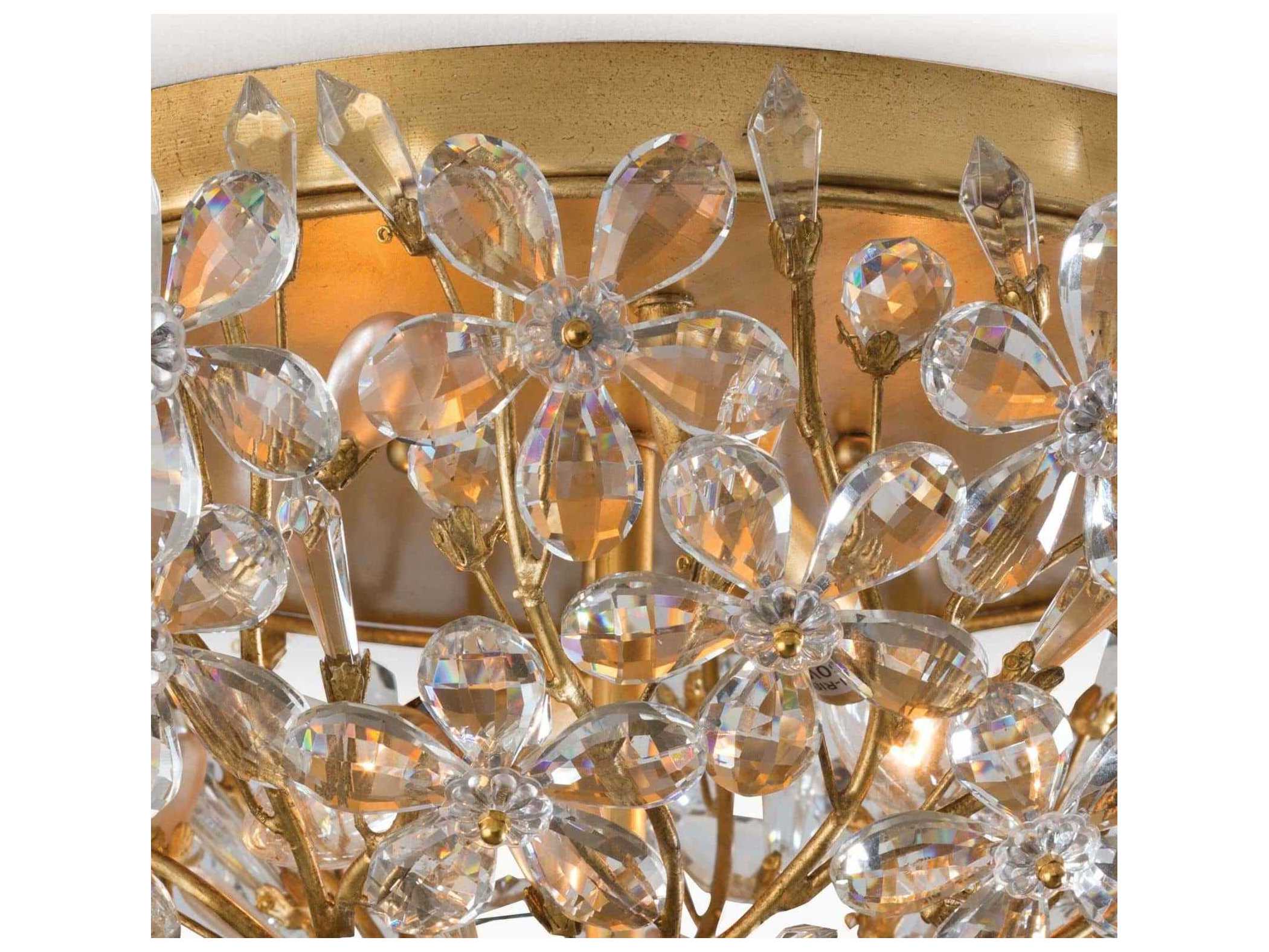 Regina Andrew Cheshire 2-Light Gold Leaf Crystal Bowl Flush Mount