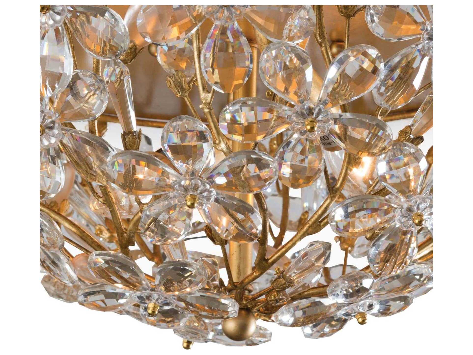 Regina Andrew Cheshire 2-Light Gold Leaf Crystal Bowl Flush Mount