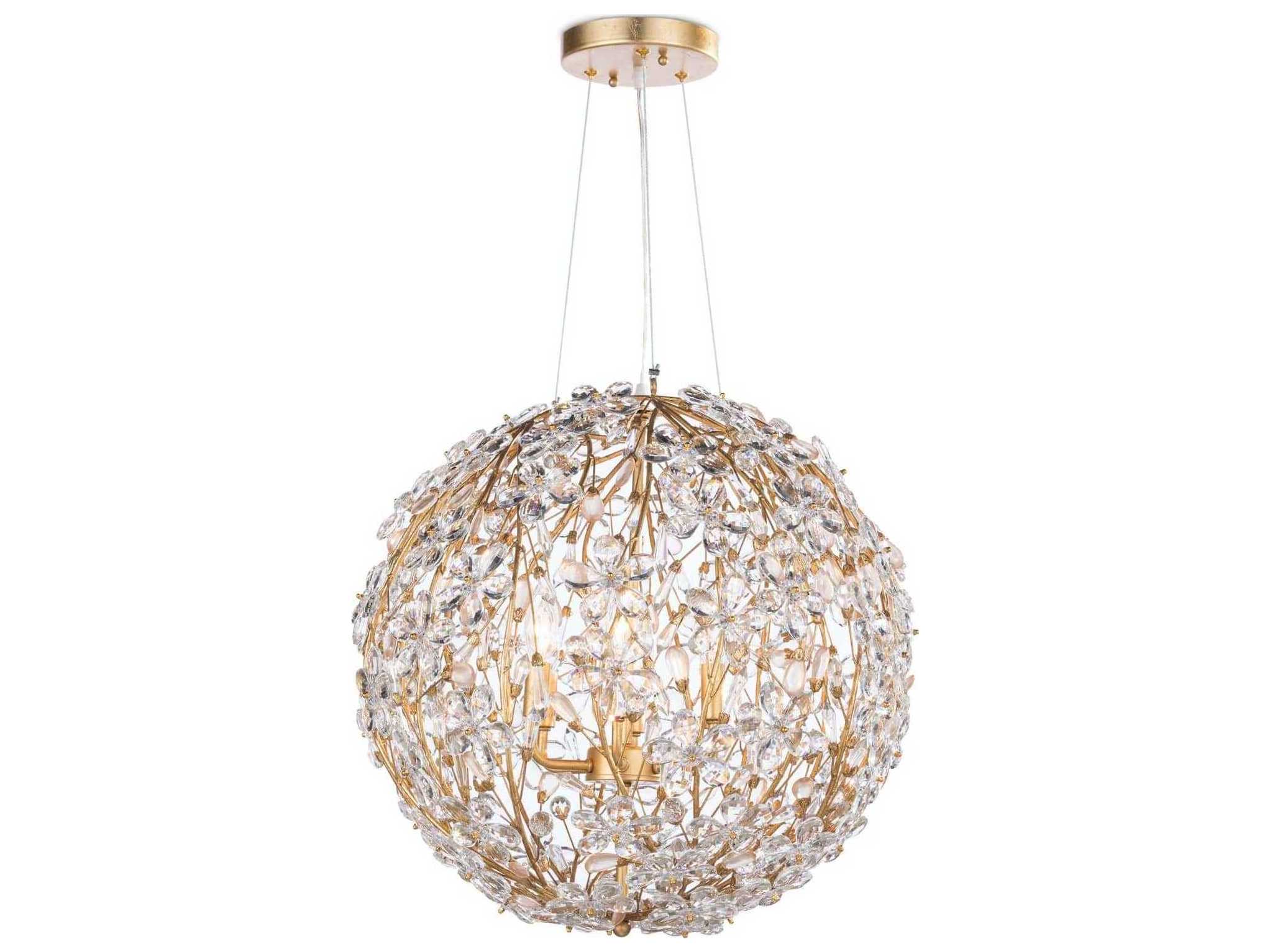 Regina Andrew Cheshire 6-Light Gold Leaf Crystal Candelabra Globe Chandelier
