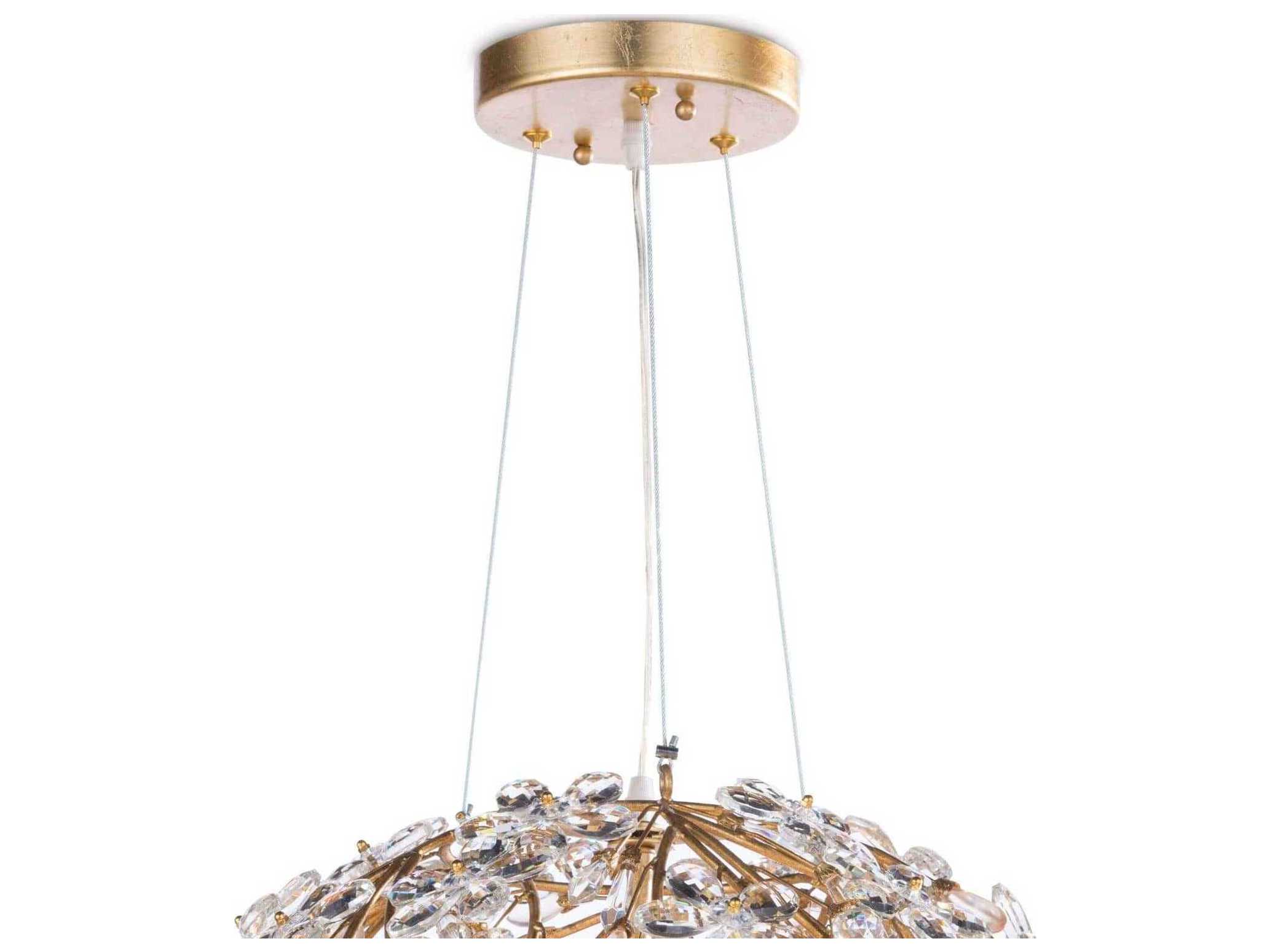 Regina Andrew Cheshire 6-Light Gold Leaf Crystal Candelabra Globe Chandelier