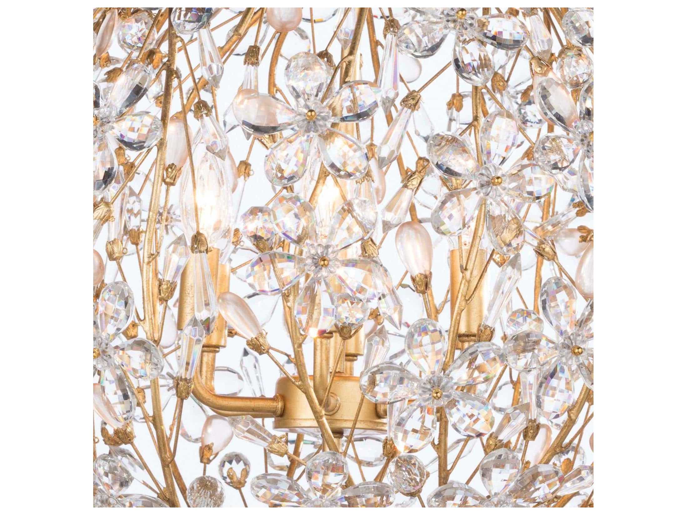 Regina Andrew Cheshire 6-Light Gold Leaf Crystal Candelabra Globe Chandelier