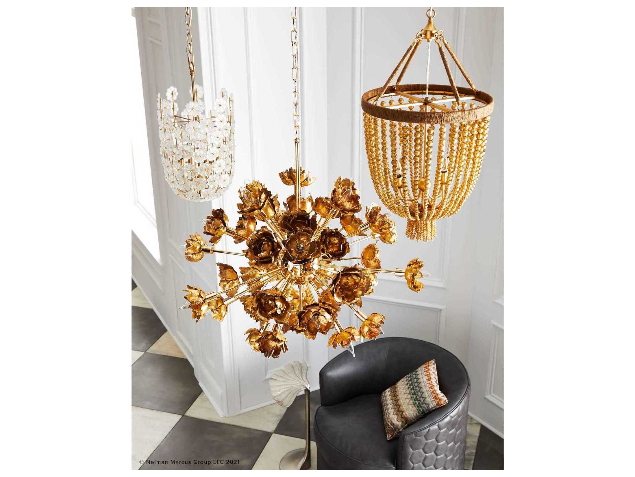 Regina Andrew Charlotte 6-Light Natural Brass Glass Cylinder Mini Pendant