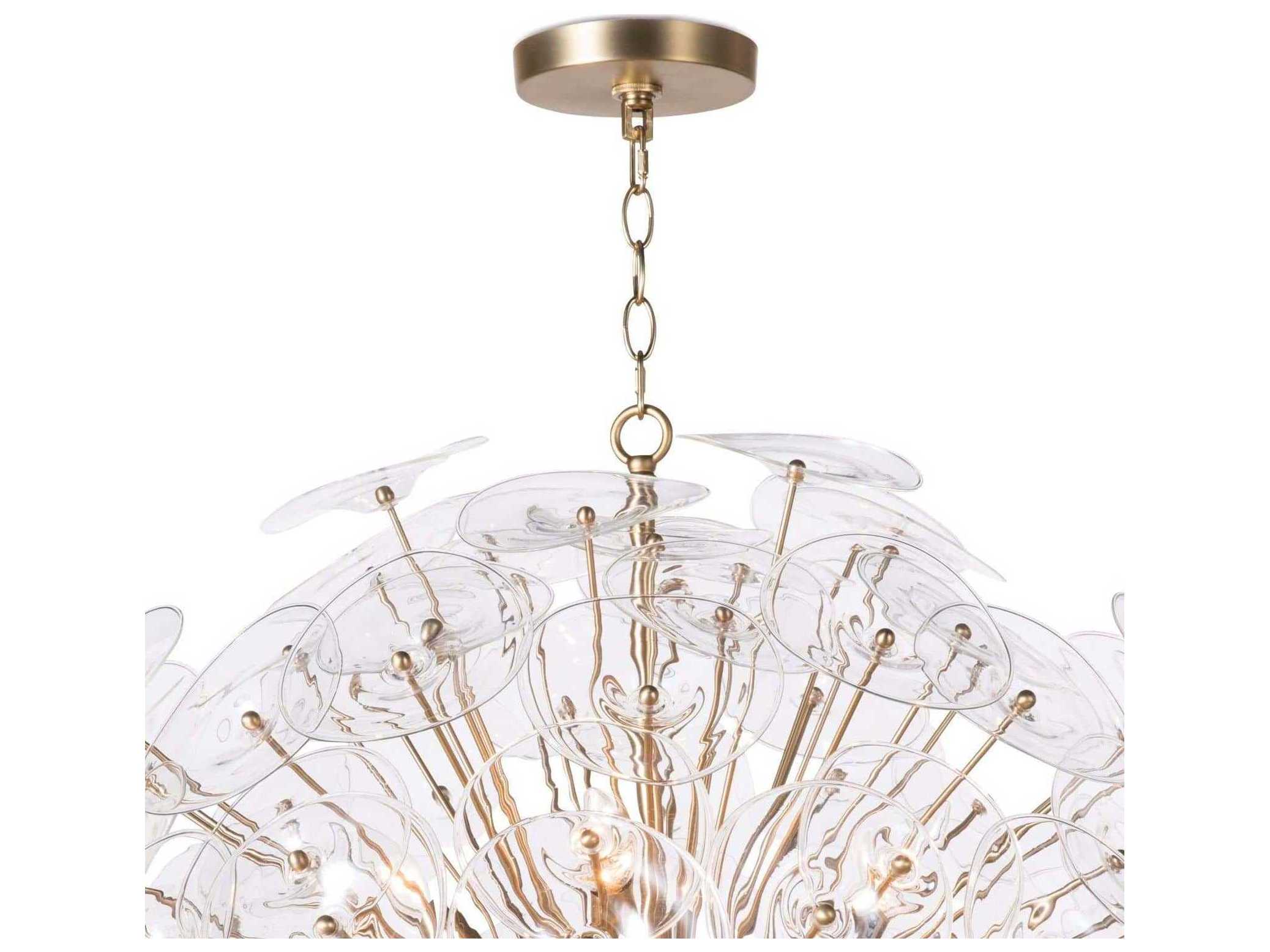 Regina Andrew Poppy 12-Light Natural Brass Glass Geometric Linear Pendant