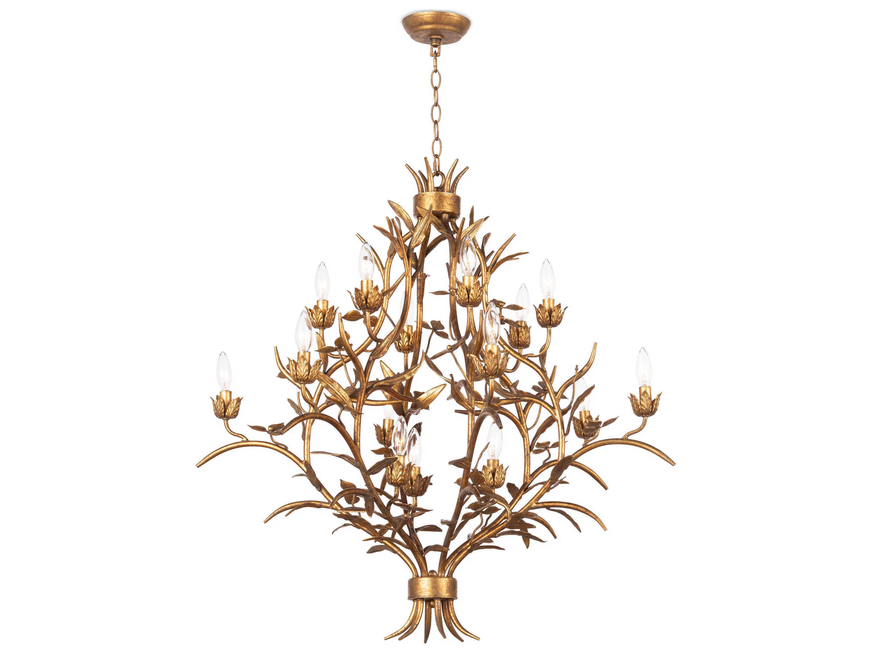 Regina Andrew Trillium 15-Light Brass Candelabra Chandelier