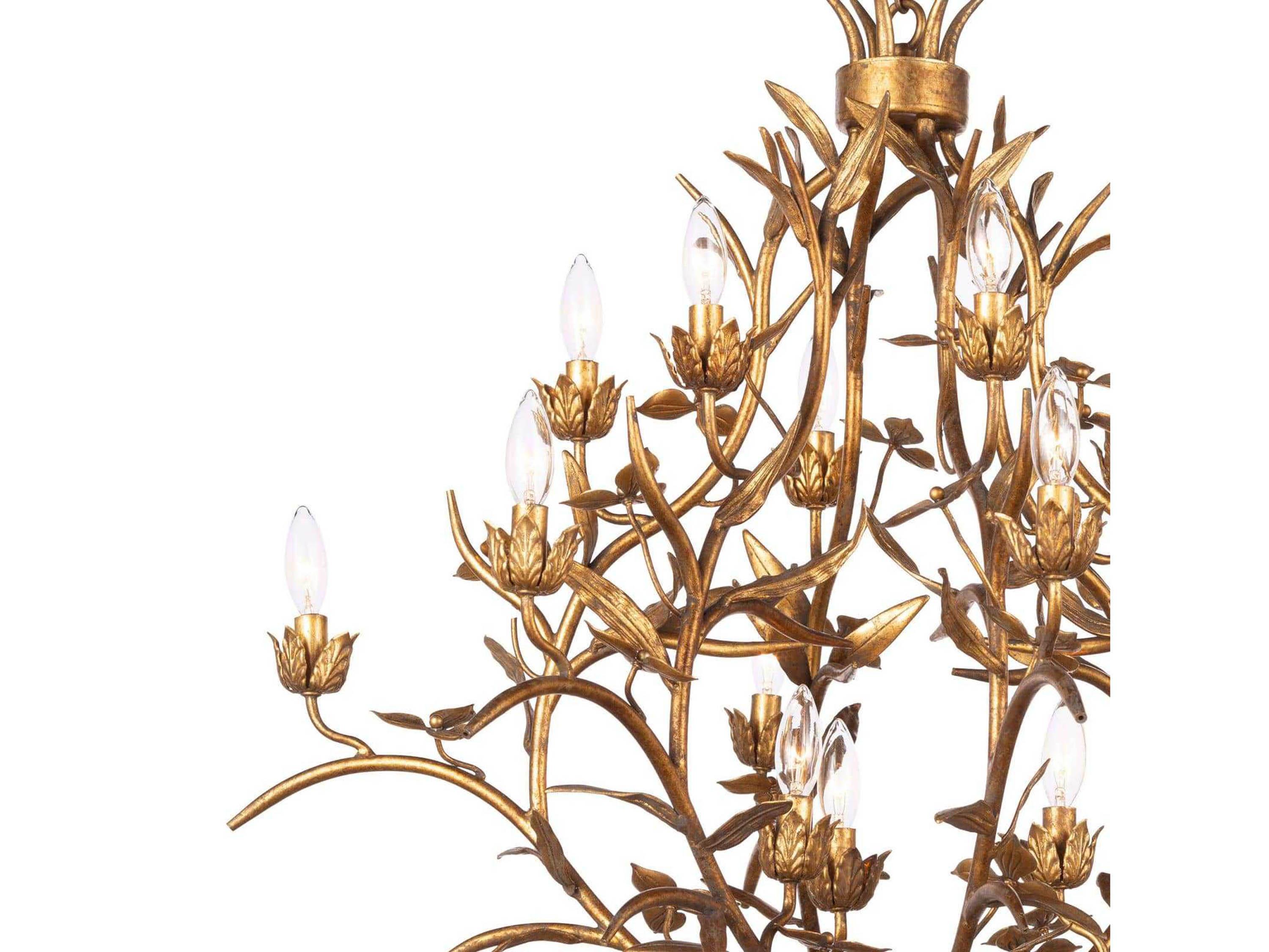 Regina Andrew Trillium 15-Light Brass Candelabra Chandelier