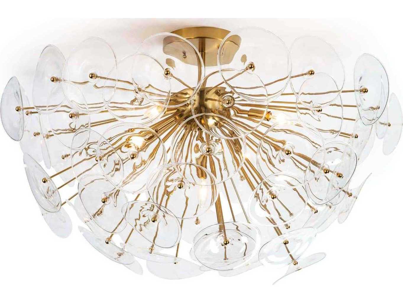 Regina Andrew Poppy 5-Light Natural Brass Glass Semi Flush Mount