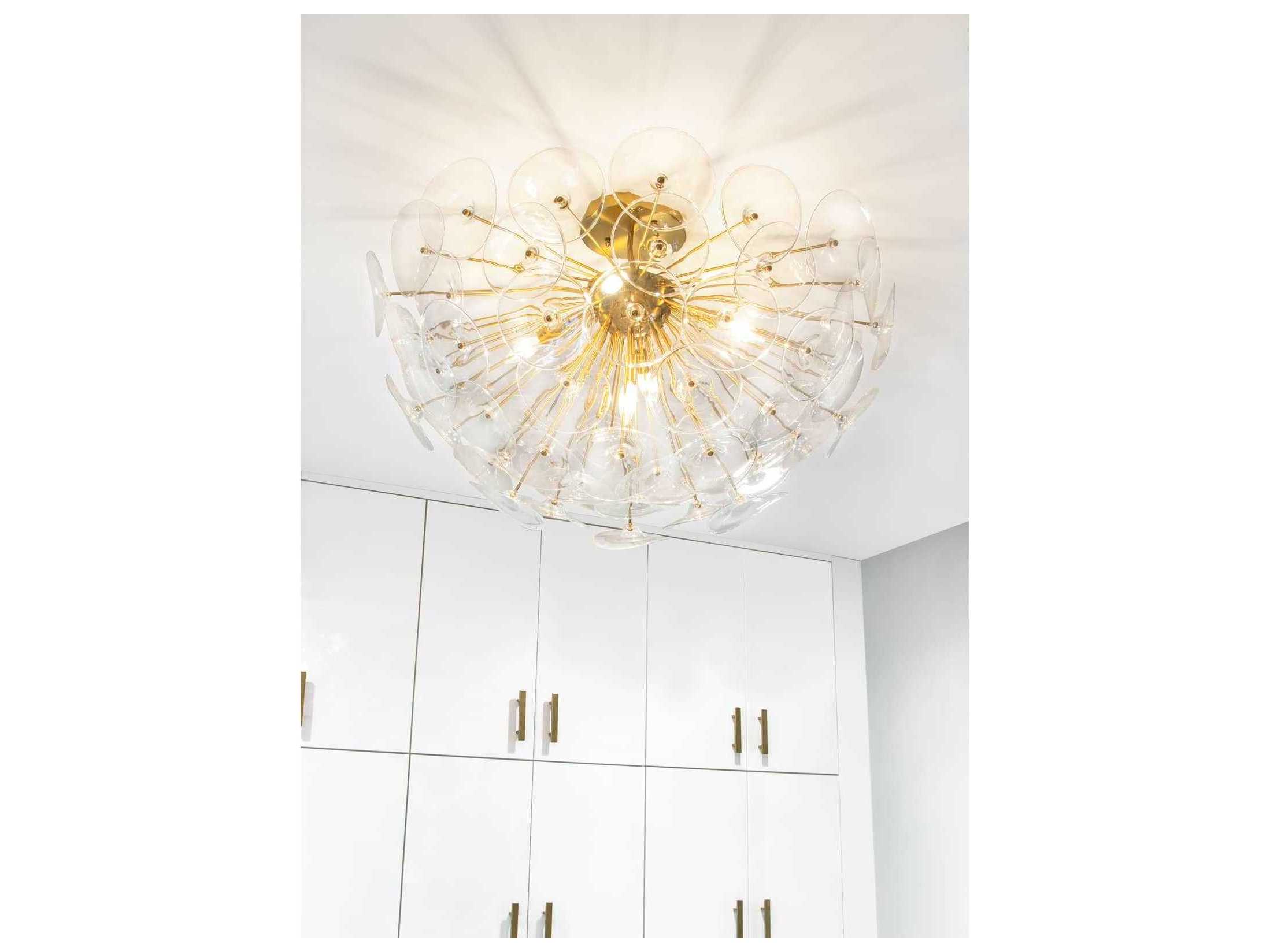 Regina Andrew Poppy 5-Light Natural Brass Glass Semi Flush Mount