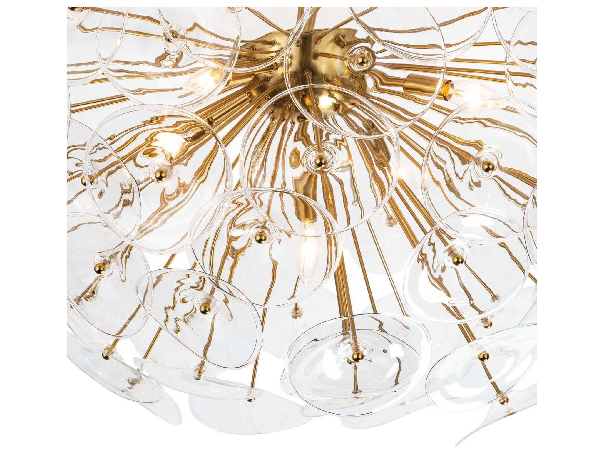 Regina Andrew Poppy 5-Light Natural Brass Glass Semi Flush Mount