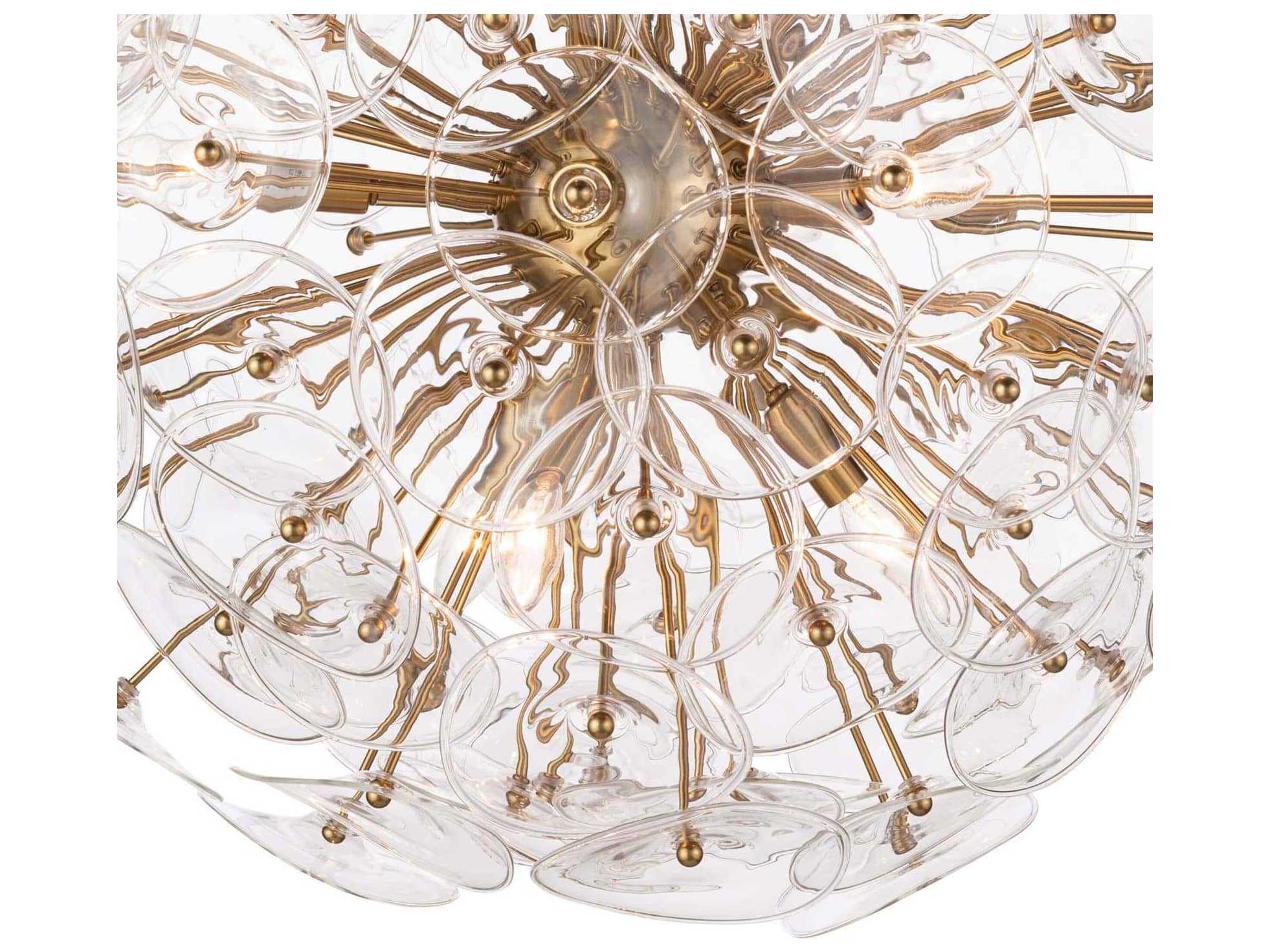 Regina Andrew Poppy 9-Light Natural Brass Glass Round Chandelier