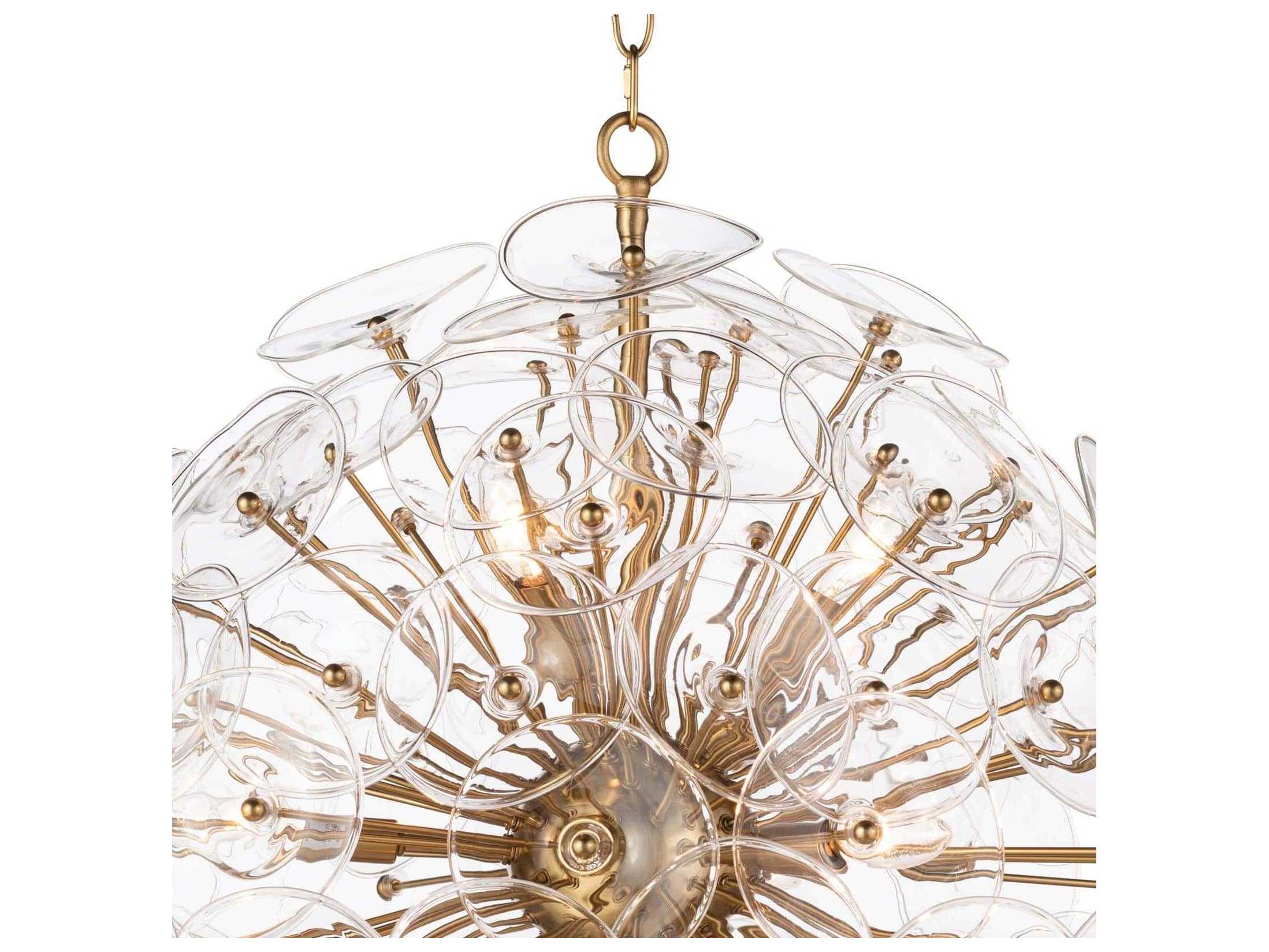 Regina Andrew Poppy 9-Light Natural Brass Glass Round Chandelier