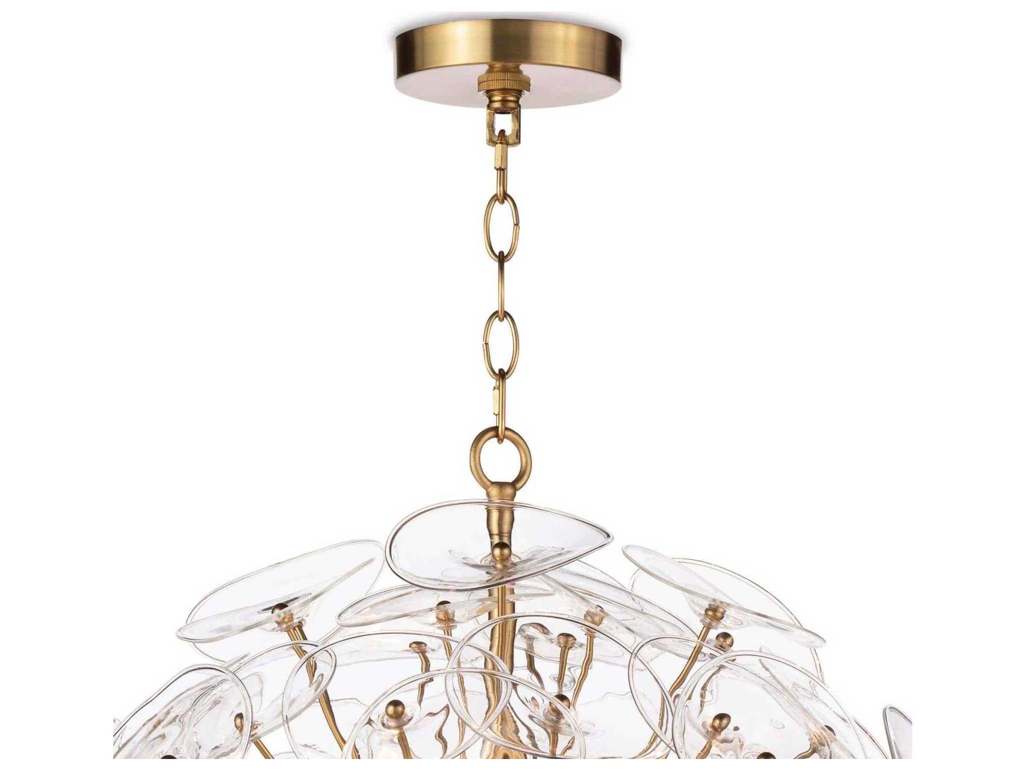 Regina Andrew Poppy 9-Light Natural Brass Glass Round Chandelier