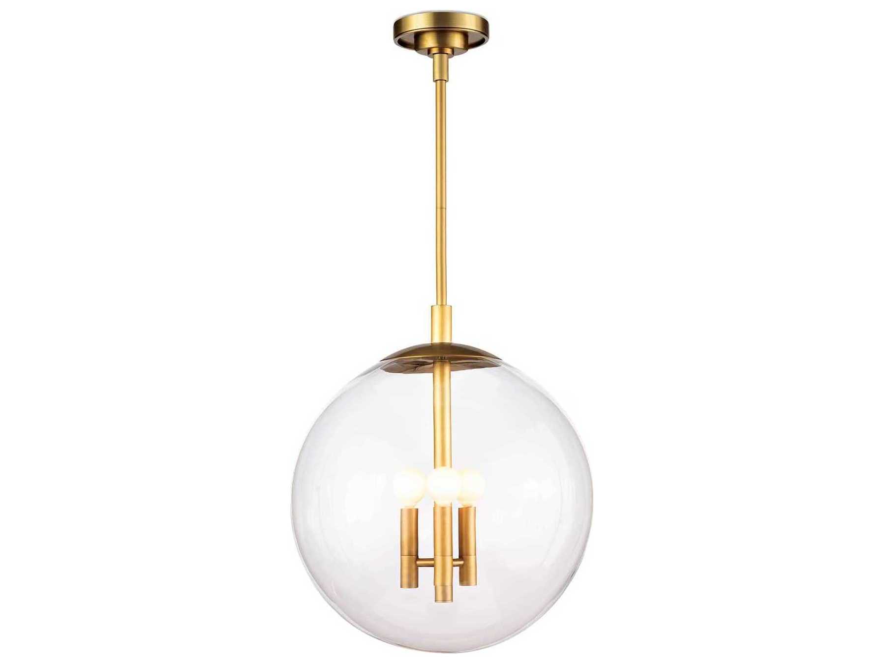 Regina Andrew Cafe 3-Light Natural Brass Glass Globe Mini Pendant