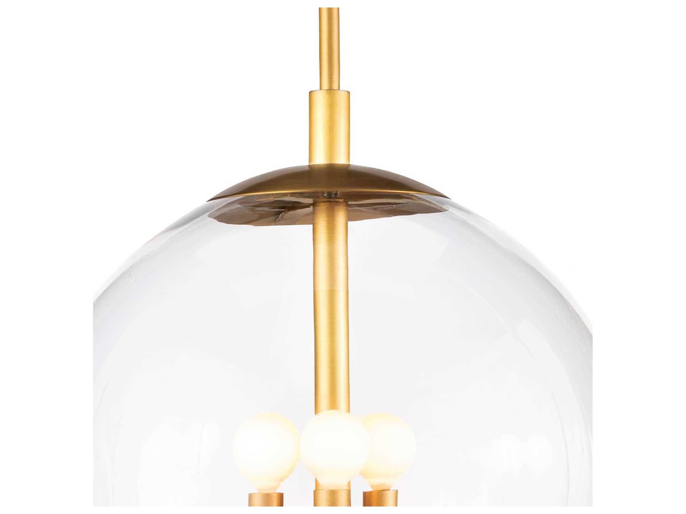 Regina Andrew Cafe 3-Light Natural Brass Glass Globe Mini Pendant