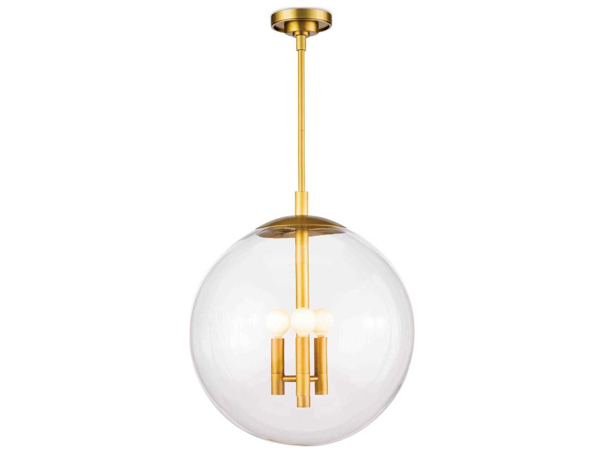 Regina Andrew Cafe 3-Light Natural Brass Glass Globe Pendant