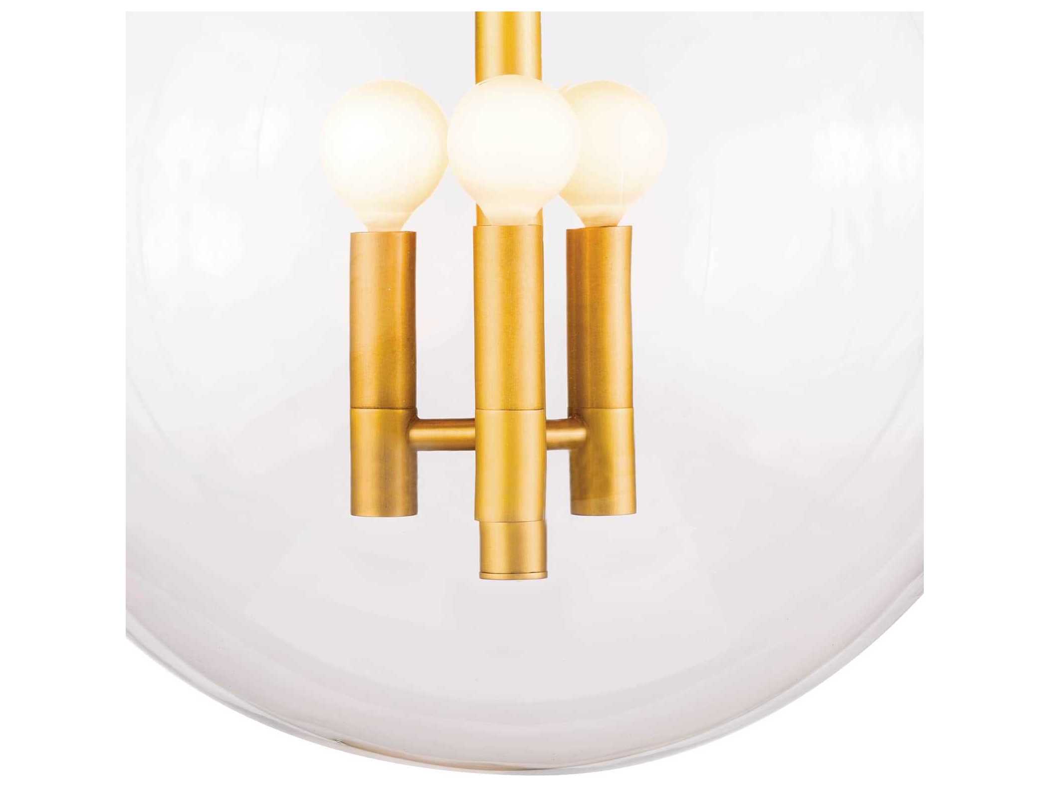 Regina Andrew Cafe 3-Light Natural Brass Glass Globe Pendant