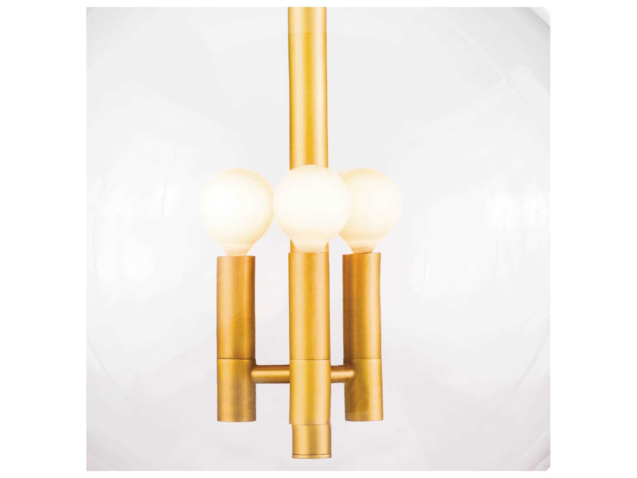 Regina Andrew Cafe 3-Light Natural Brass Glass Globe Pendant
