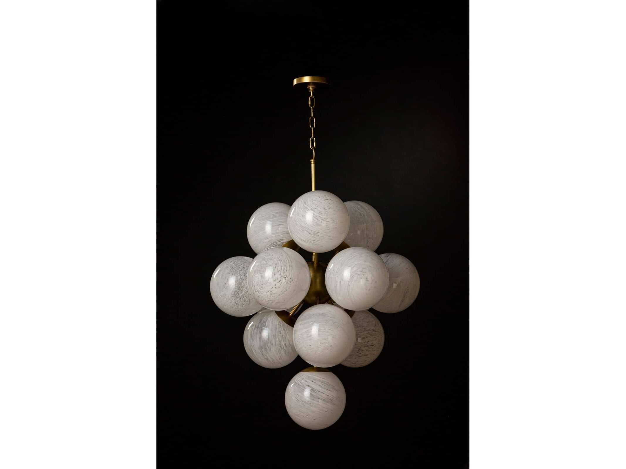Regina Andrew La Dame 13-Light Natural Brass White Globe Pendant