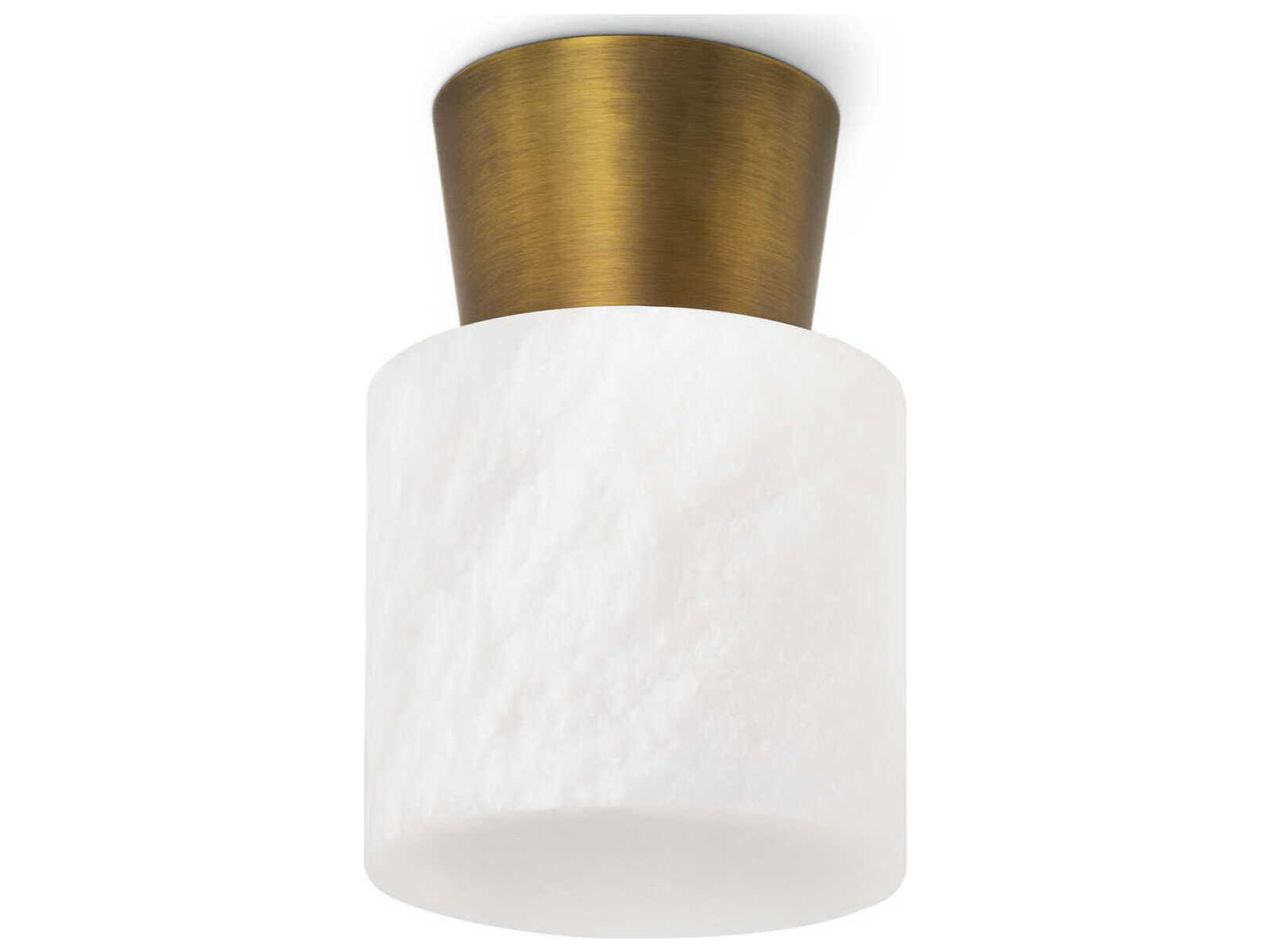 Regina Andrew 1-Light Natural Stone Brass Cylinder Flush Mount