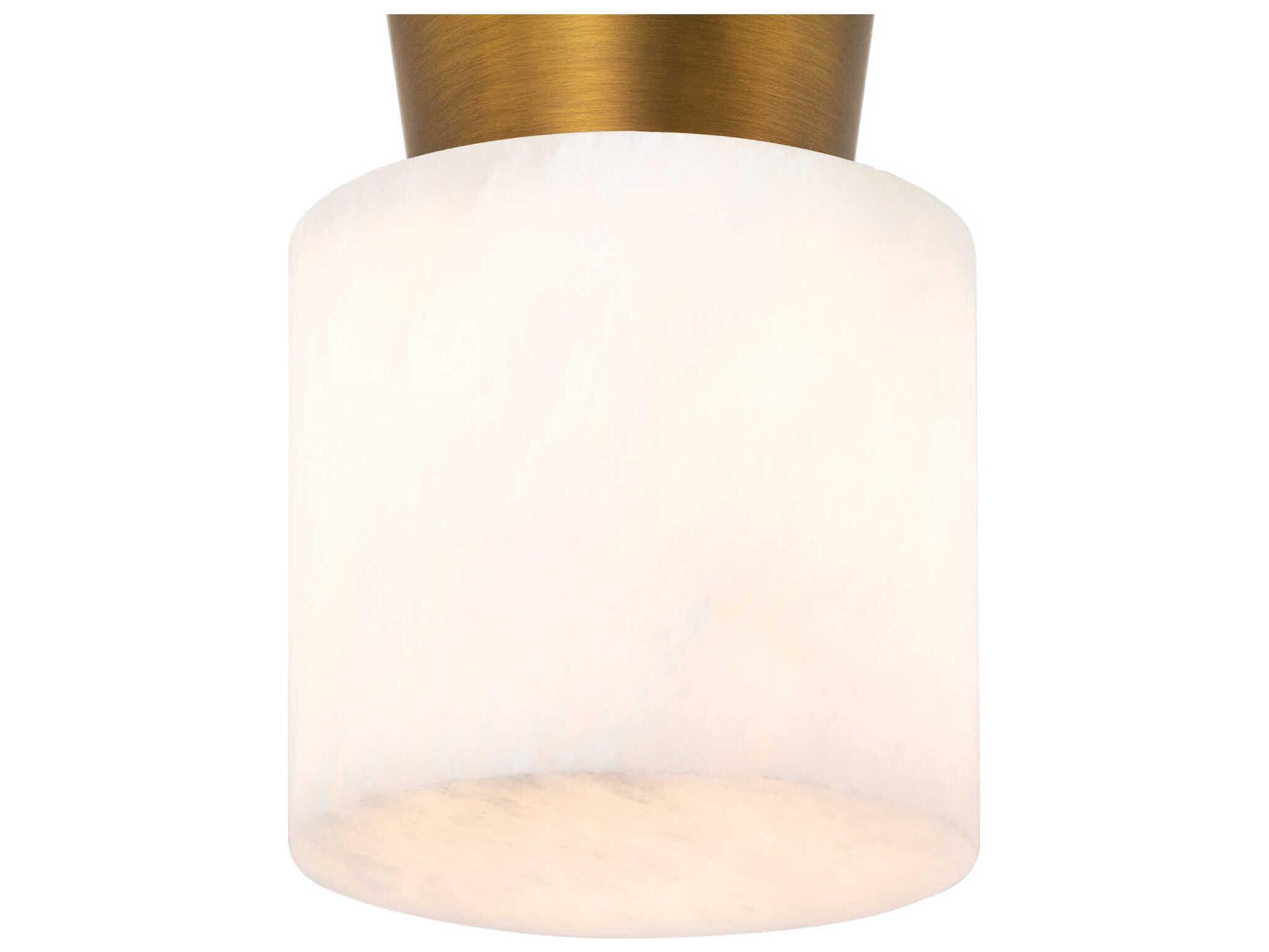 Regina Andrew 1-Light Natural Stone Brass Cylinder Flush Mount