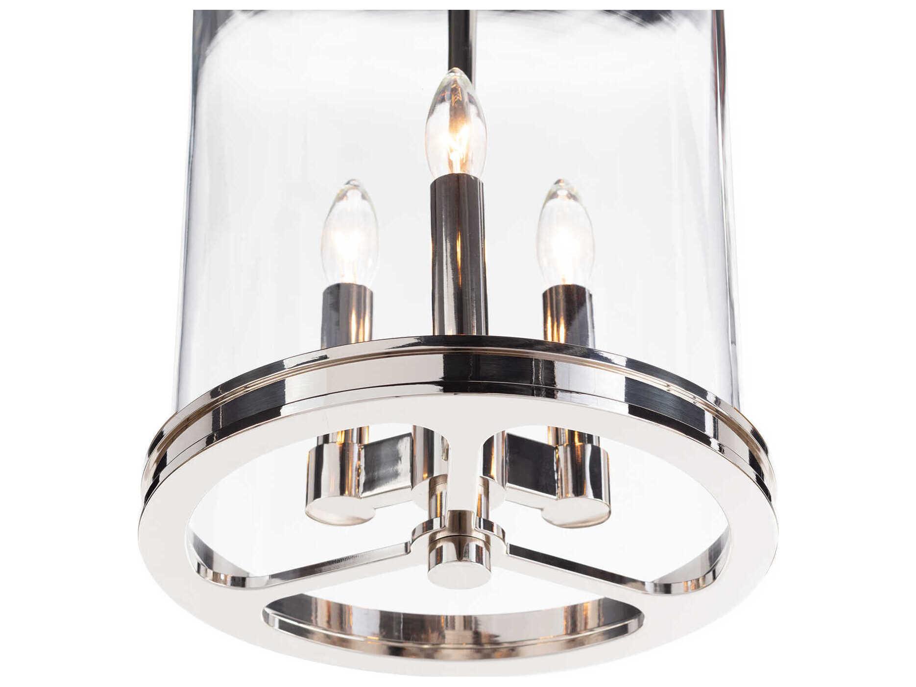 Regina Andrew Adria 3-Light Polished Nickel Glass Cylinder Mini Pendant