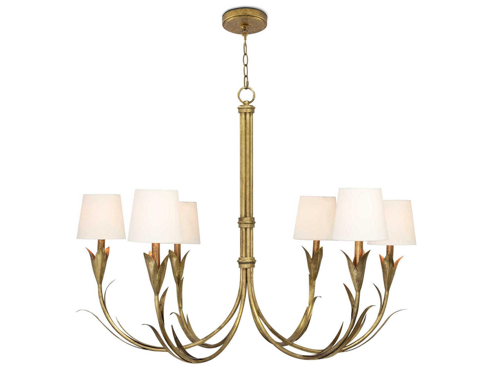 Regina Andrew River Reed 6-Light Antique Gold Leaf Candelabra Chandelier